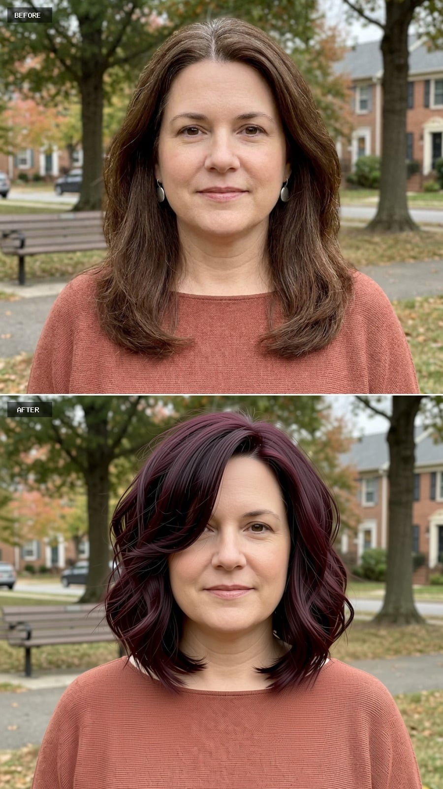 Dark Cherry Color and a Bob Cut Did What Years of Highlights Couldn't