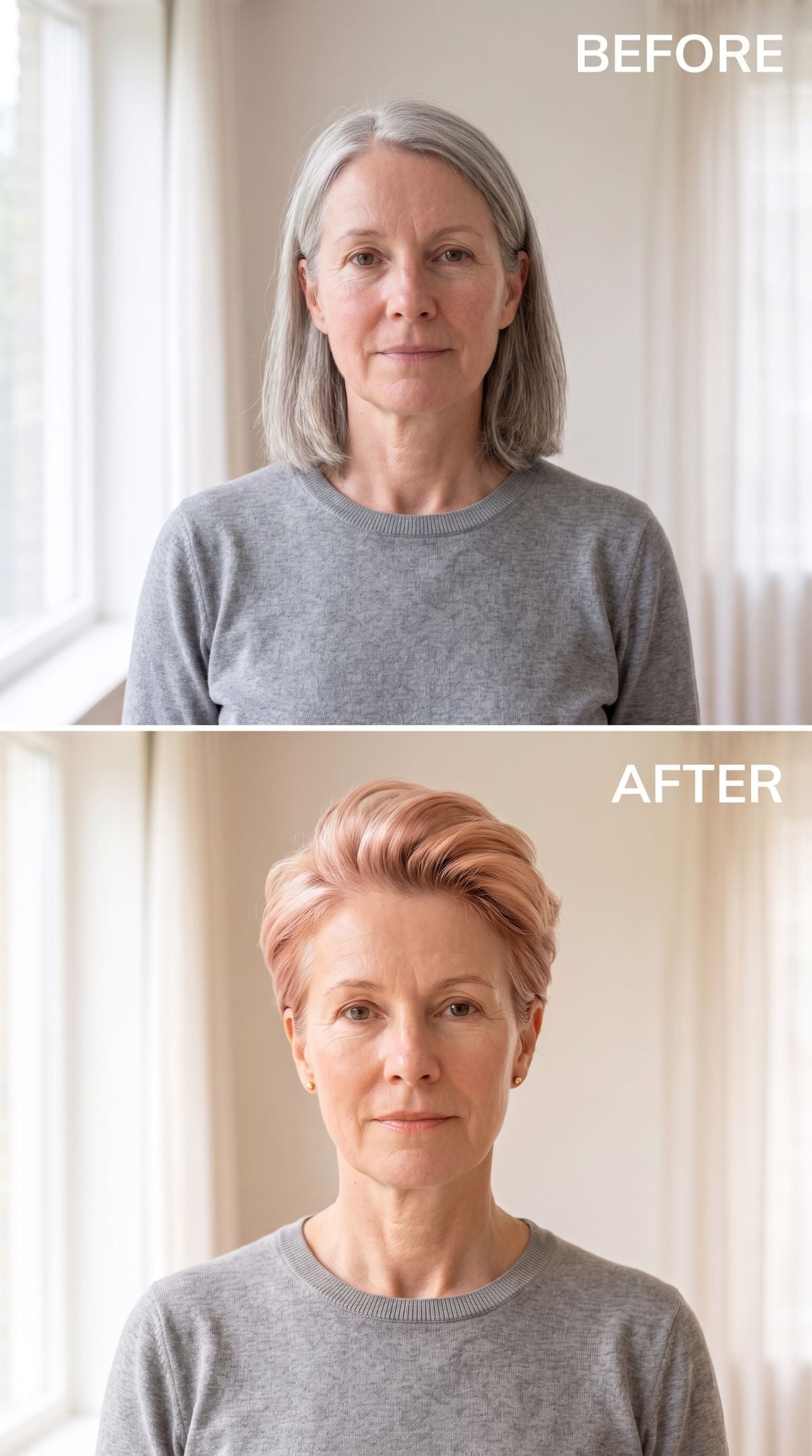 Pink-blonde pixie transformation