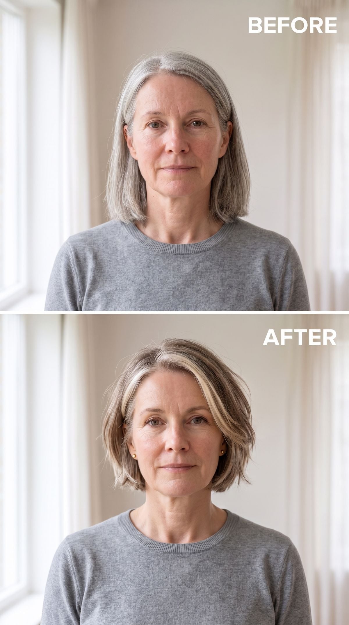 Soft ash-blonde bob transformation