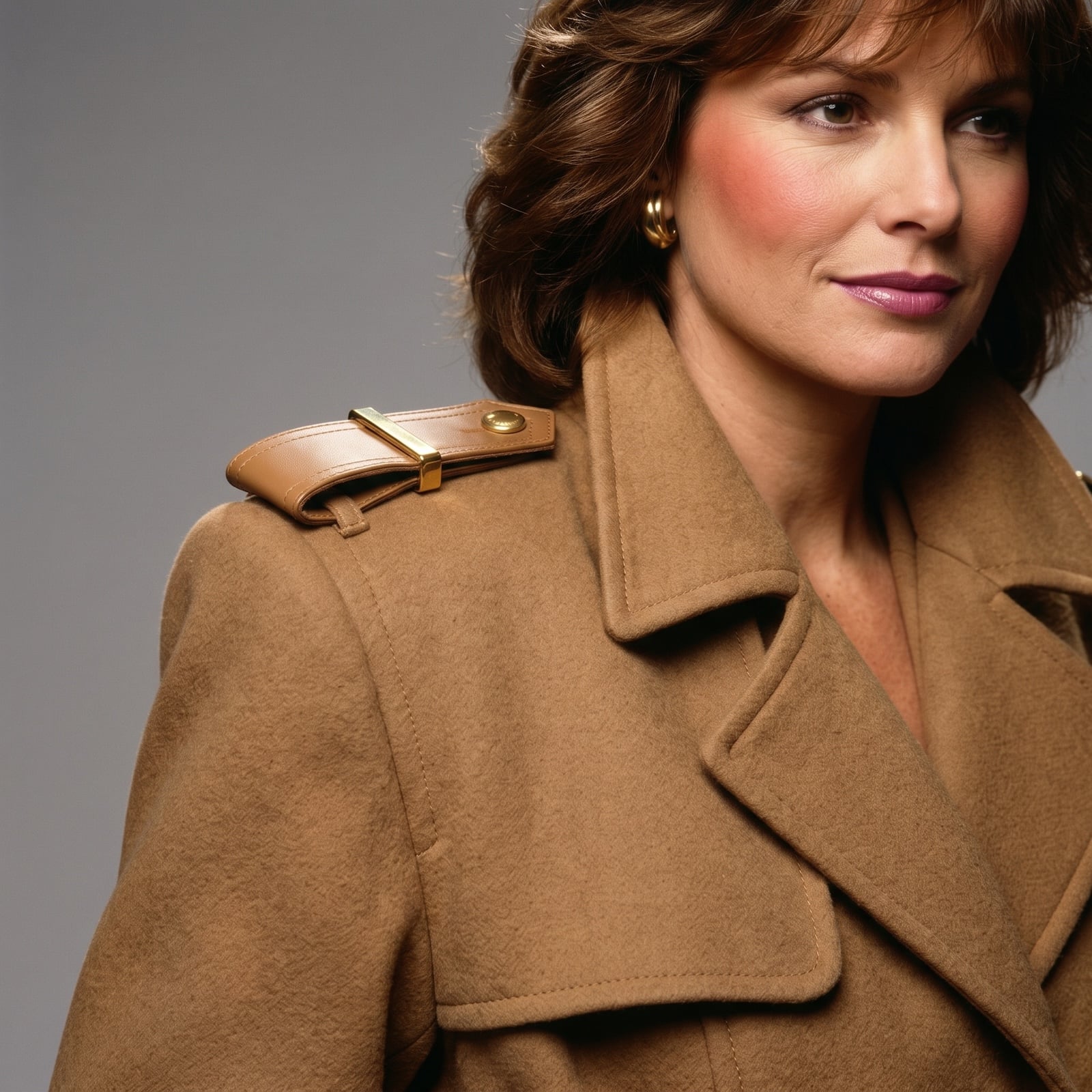woman in 1980s overcoat
