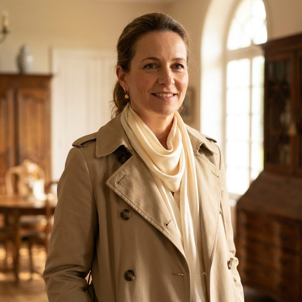 Add an Ivory Silk Scarf and Let the Coat Read Like Money