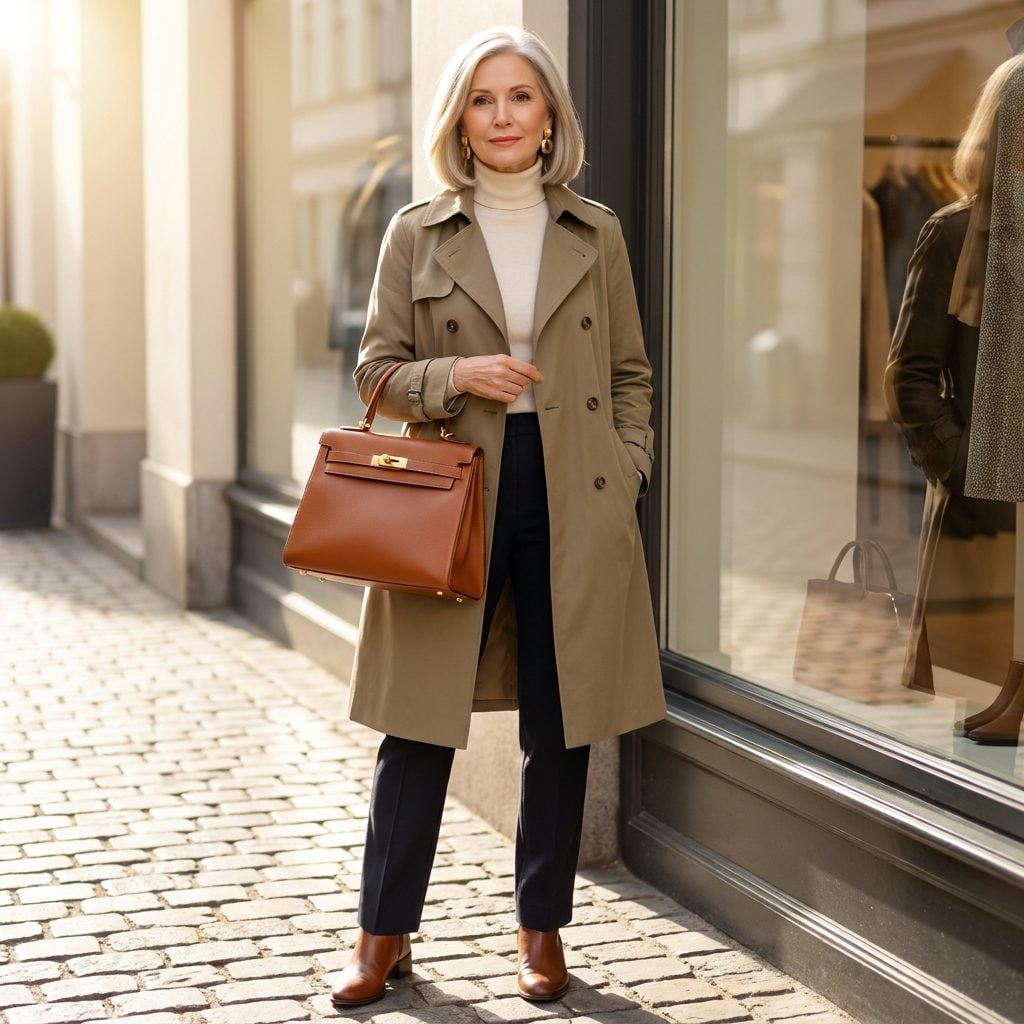 Add a Structured Bag in a Warm Cognac Tone