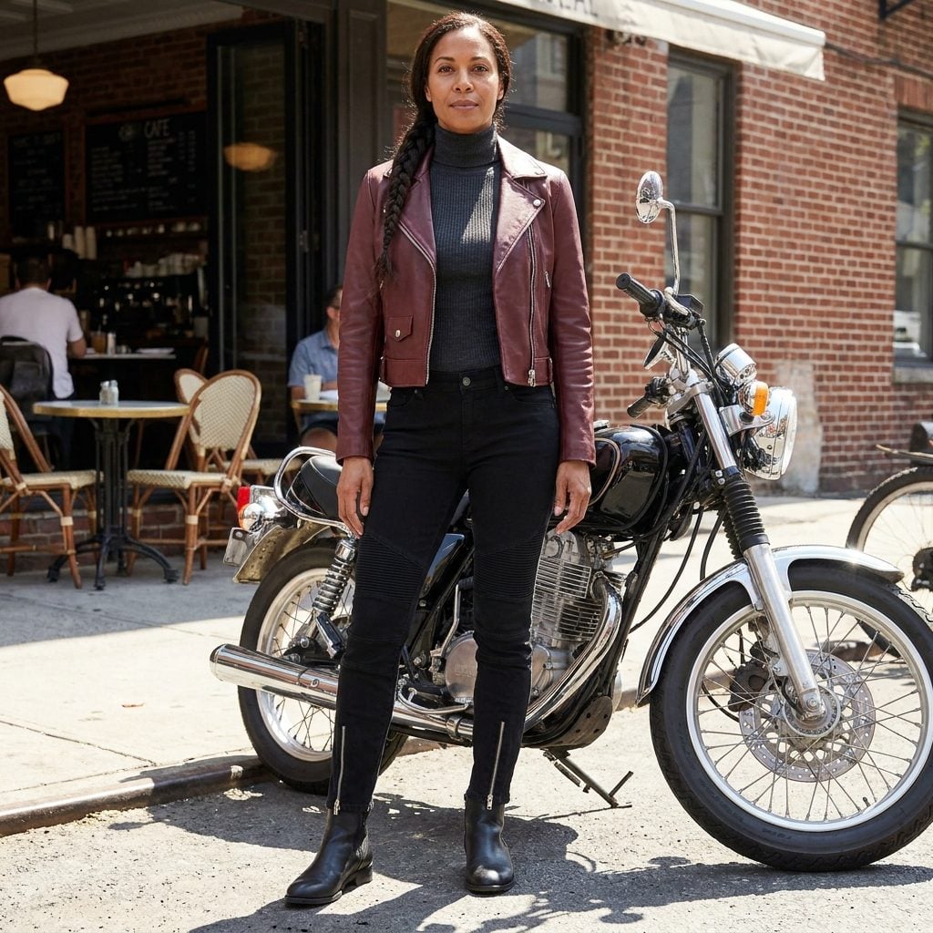 Ankle-Zip Tapered Moto Jeans