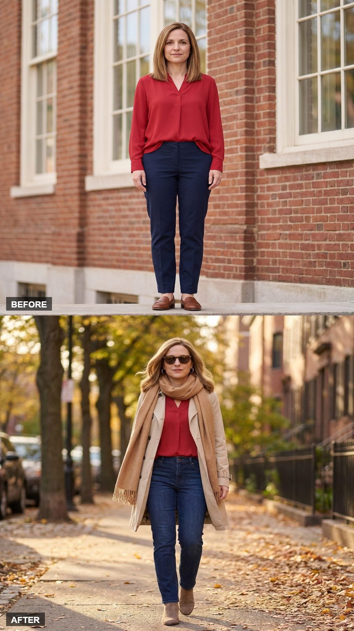 Autumn City Stroll in a Trench and Ankle Boots