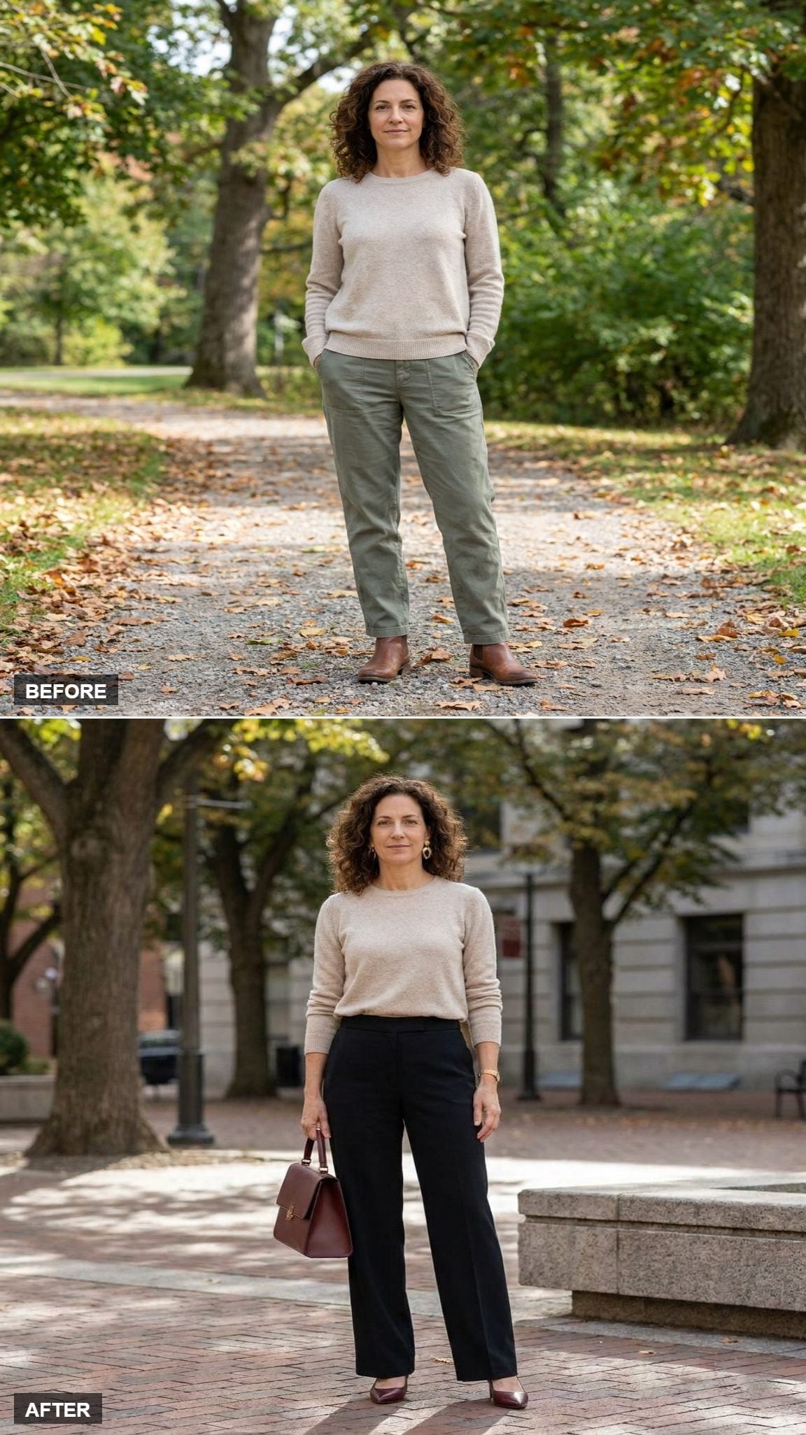 Black Wide-Leg Trousers, a Full Tuck, and the Soft Blousing That Makes It Work