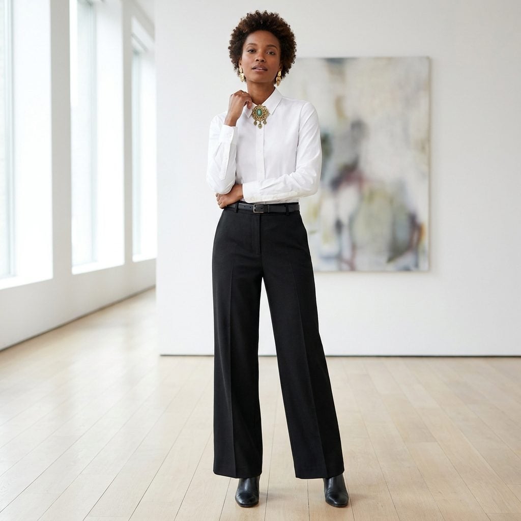 Buttoned to the Neck With a Bold Vintage Brooch