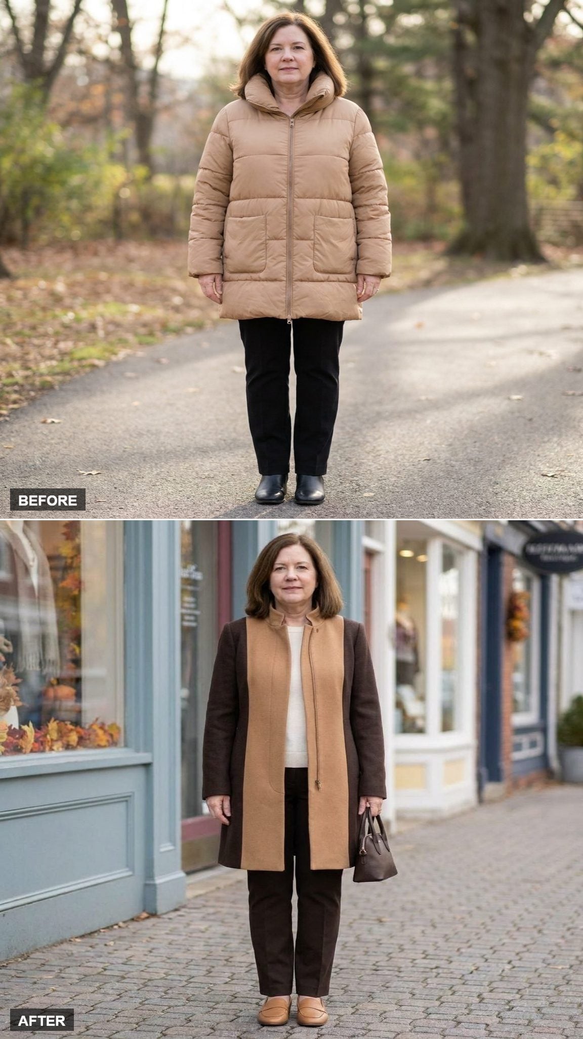 Camel-and-Espresso Color-Block Coat: What Strategic Side Panels Actually Look Like in Practice