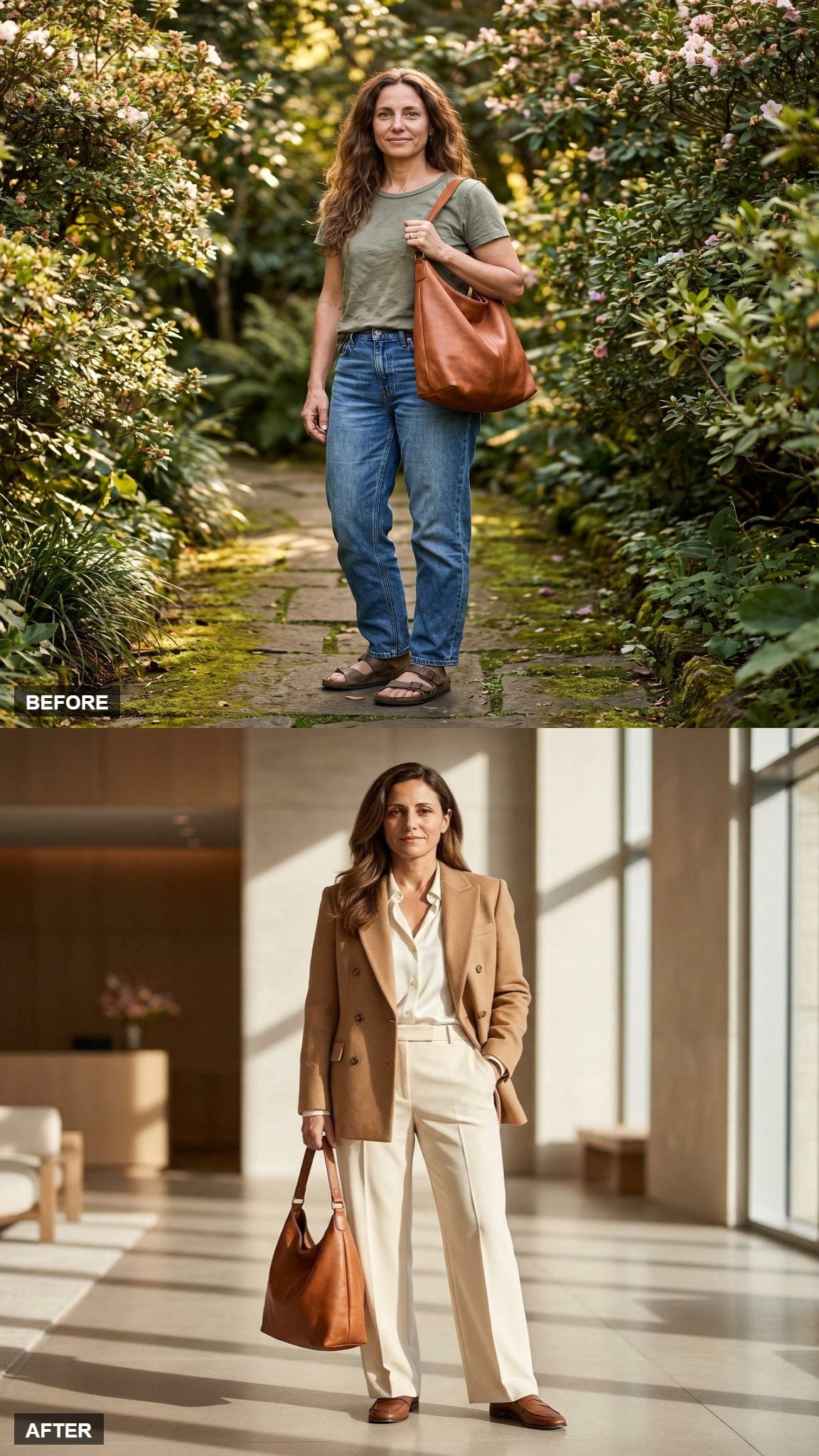 Camel Double-Breasted Blazer, the Off-Duty Executive