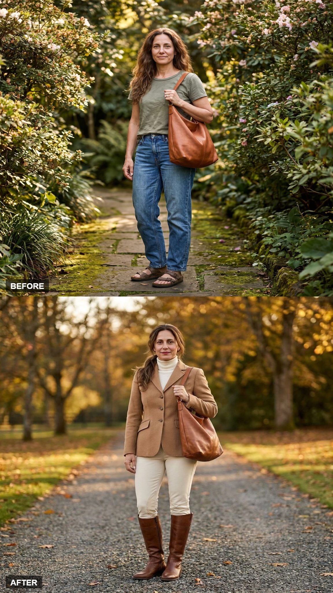 Camel Riding Jacket and Ivory Turtleneck, the Country Sunday