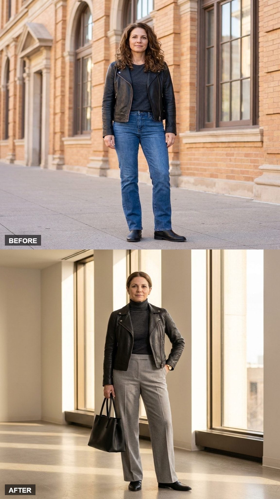 Charcoal Turtleneck and Wide Trousers for the Quiet Boardroom Win