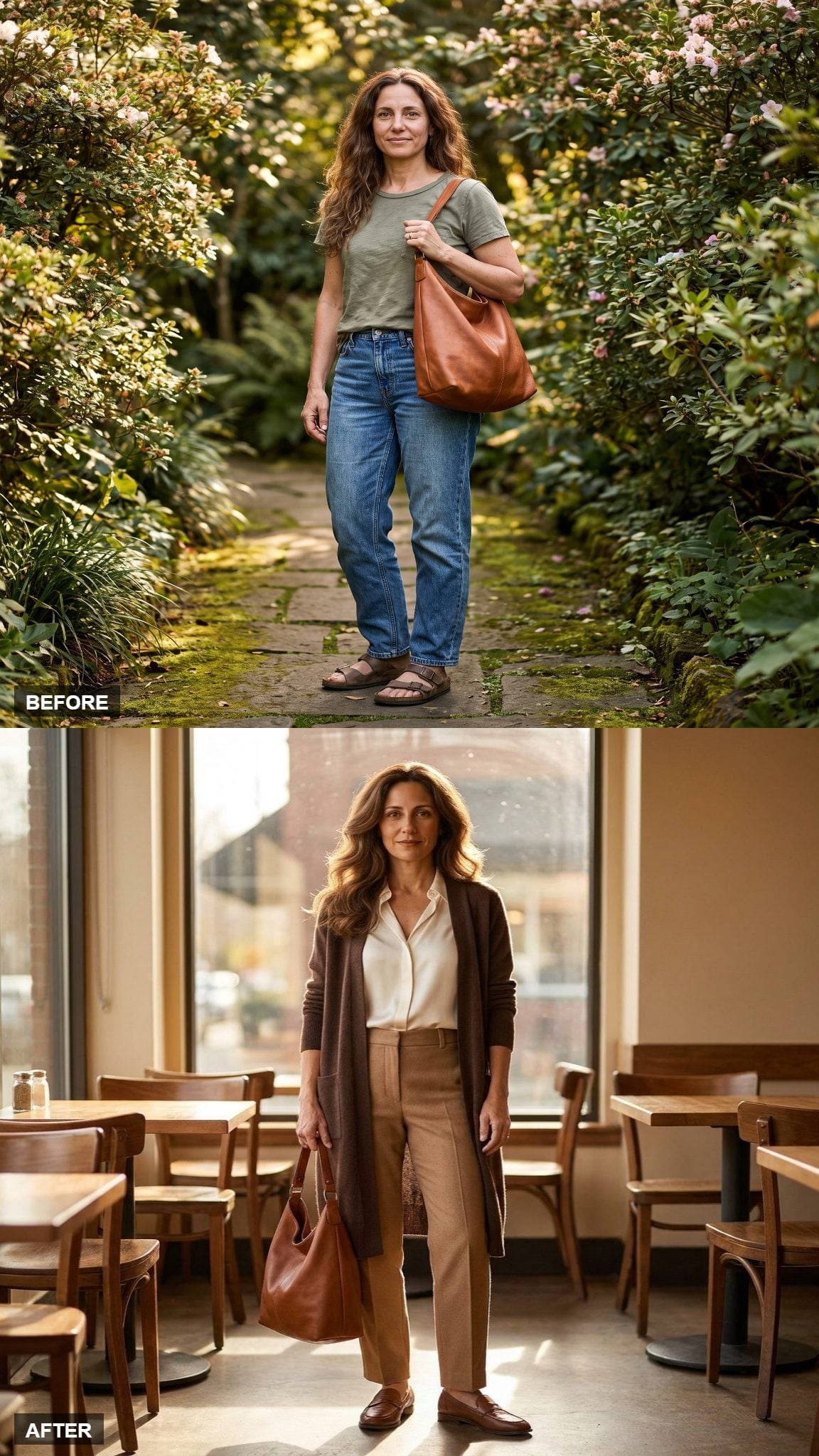 Chocolate Cardigan and Ivory Silk, the Layered Warmth Play
