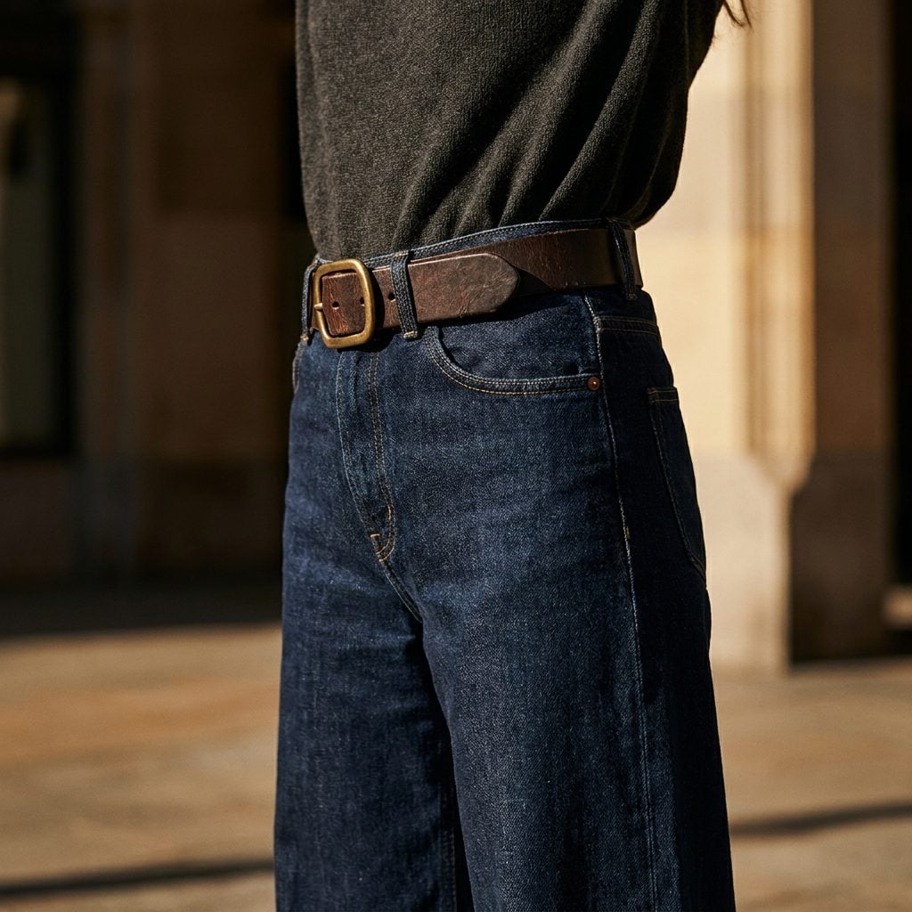 Cinching a Wide Contrast Belt That Slices You Clean in Half