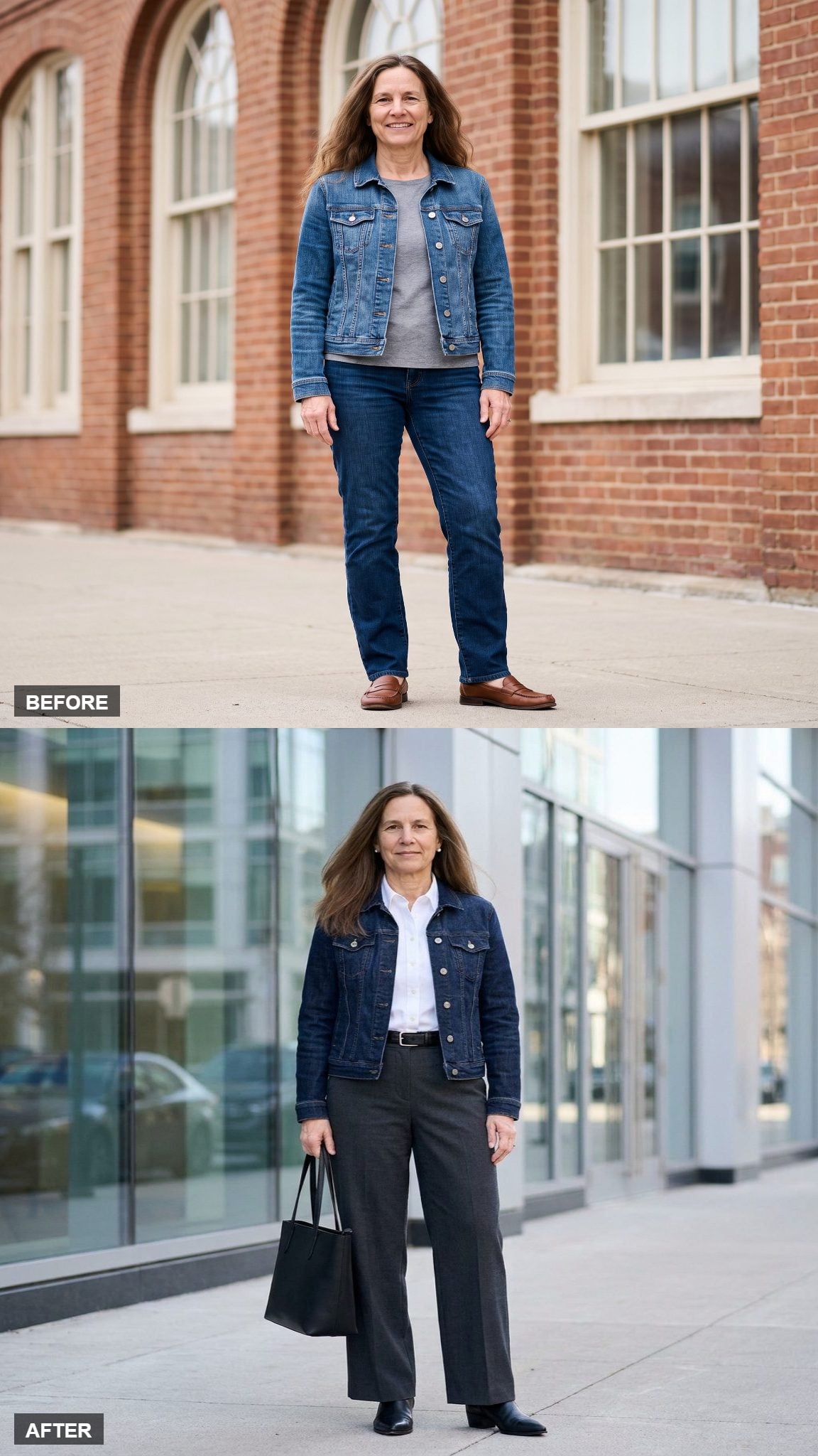 City Office Polish with a Denim Twist