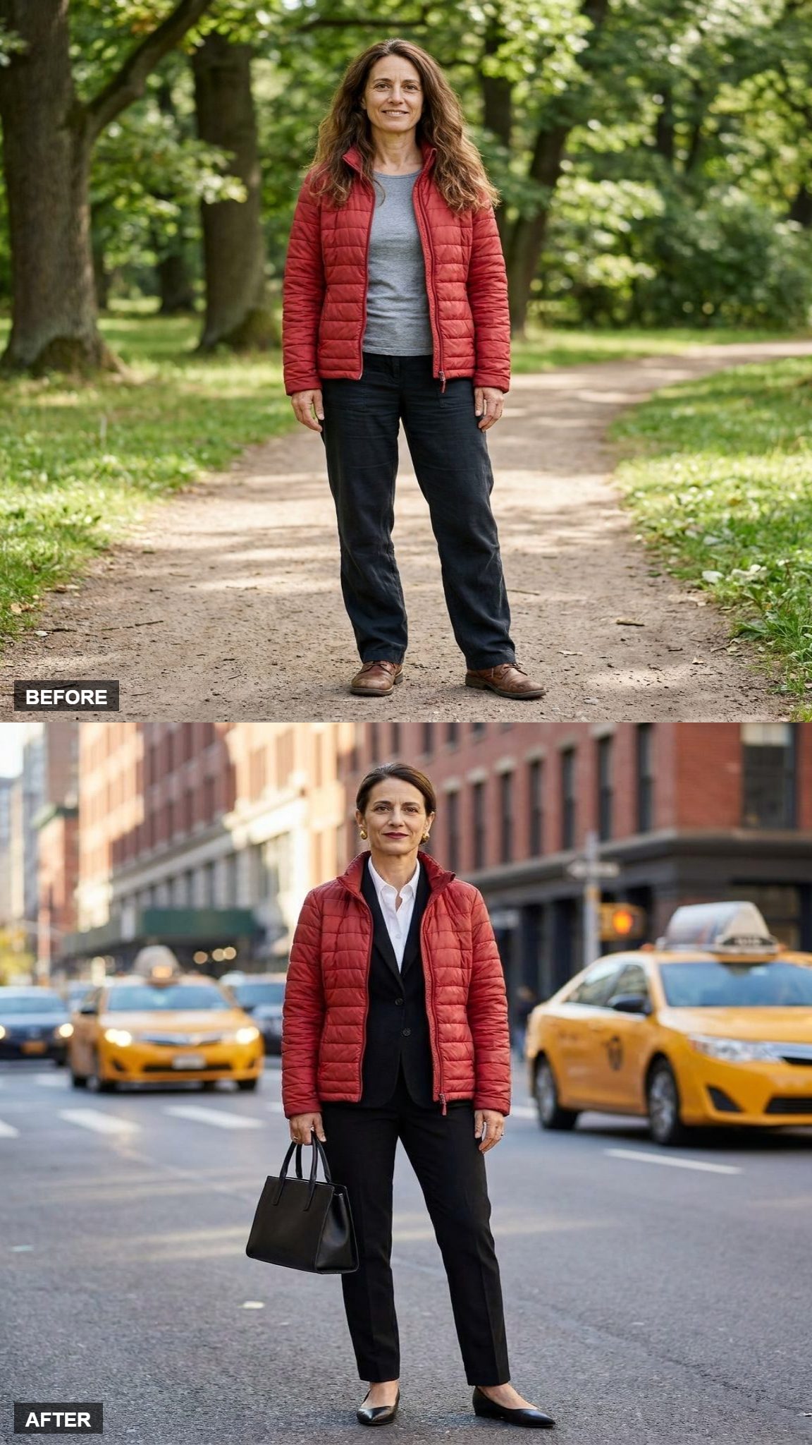 City Polish With the Quilted Jacket Layered Over a Blazer