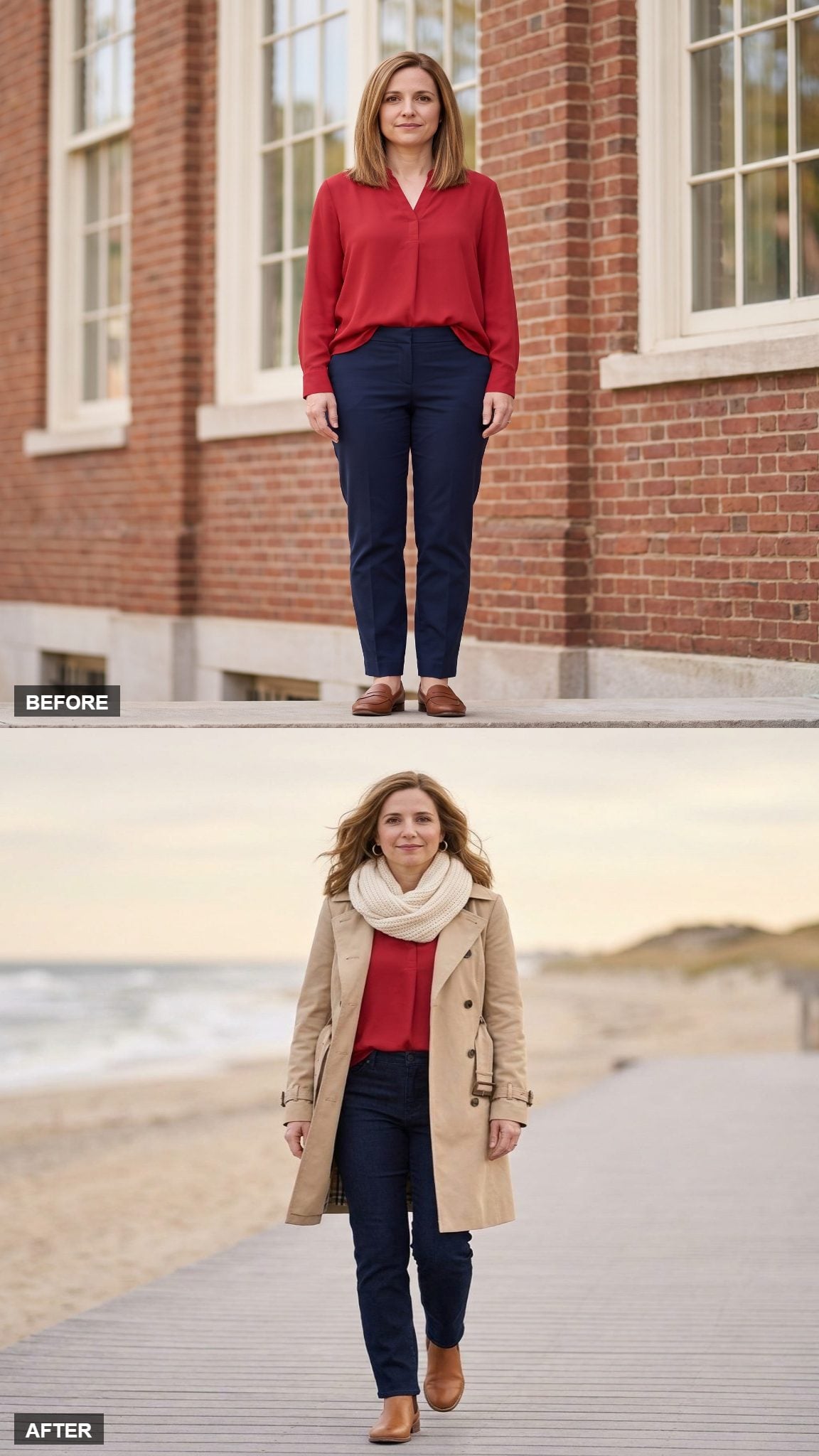 Coastal Layers with an Infinity Scarf and Trench