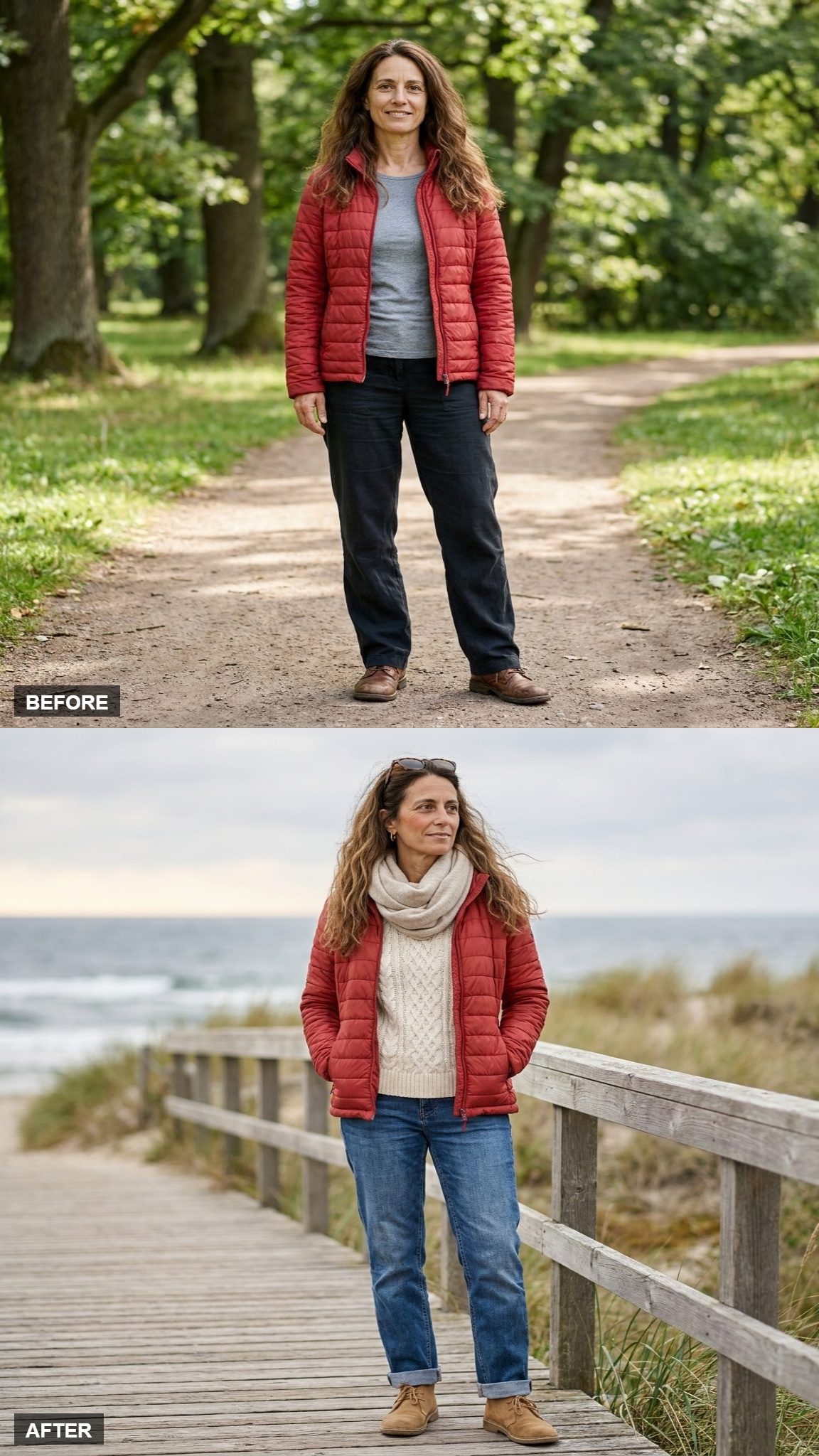 Coastal Walk in Cream and Weathered Denim