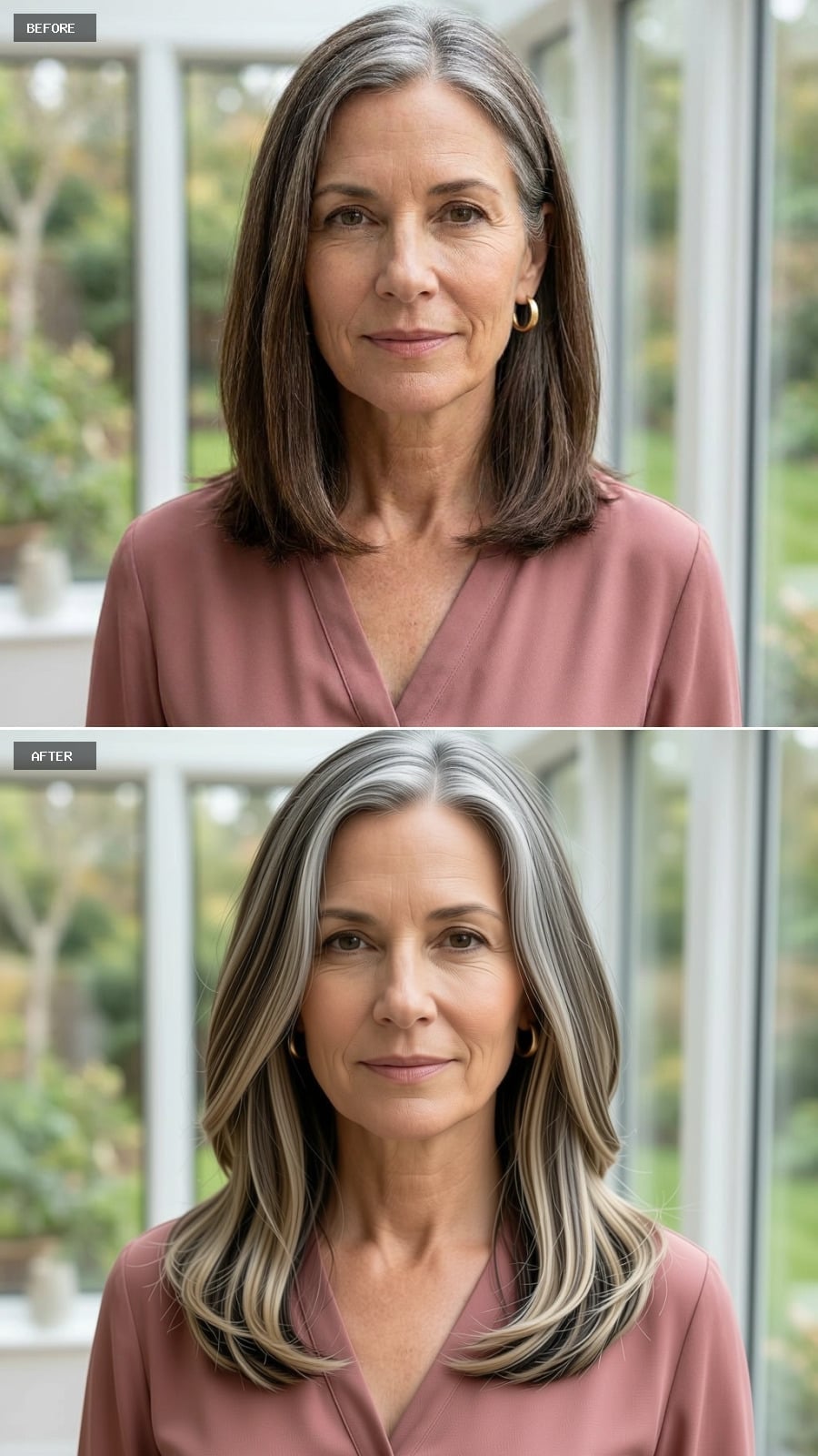 Gray-and-Blonde Highlights Swept Long: The Formula Colorists Won't Stop Recommending