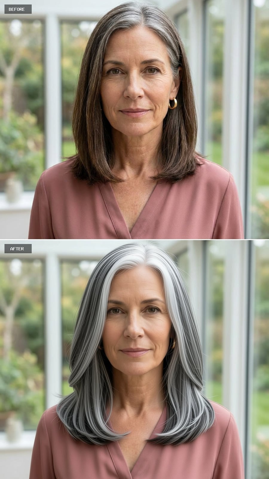 Grown-Out Gray Done With Volume and Contrast Is a Whole Different Proposition