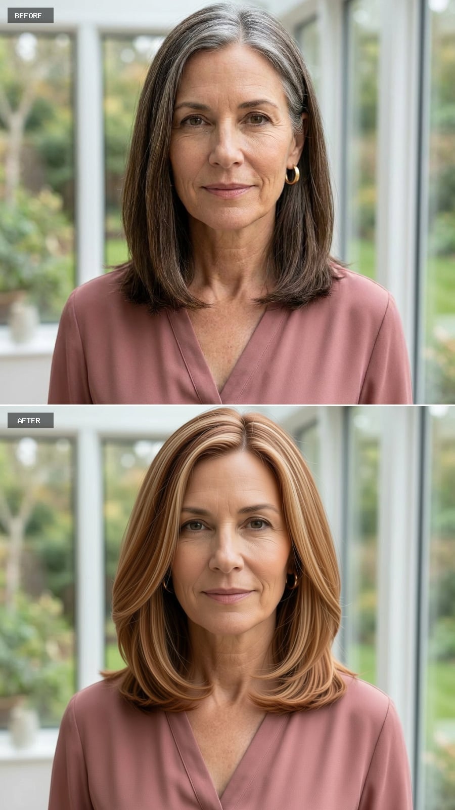 Warm Caramel Highlights on a Layered Mid-Length Cut Are Having a Moment Colorists Saw Coming