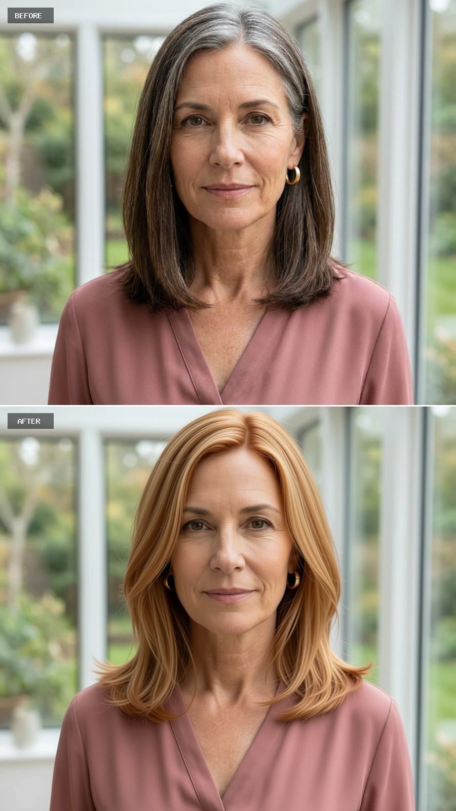 Warm Strawberry Blonde on Mid-Length Hair Is the Color Move That's Replacing Gray Coverage