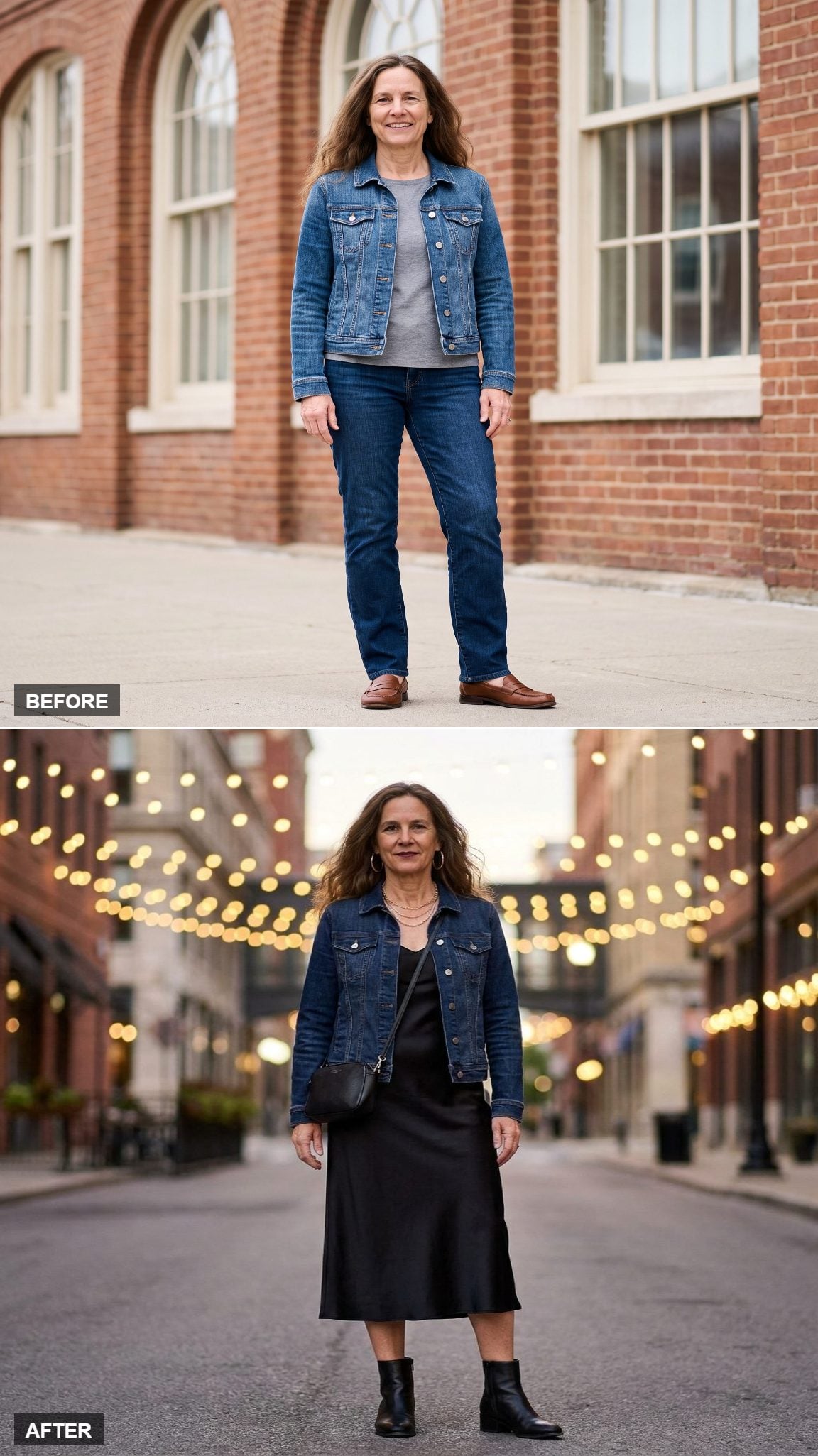 Concert Night in Denim, Slip Dress, and Boots