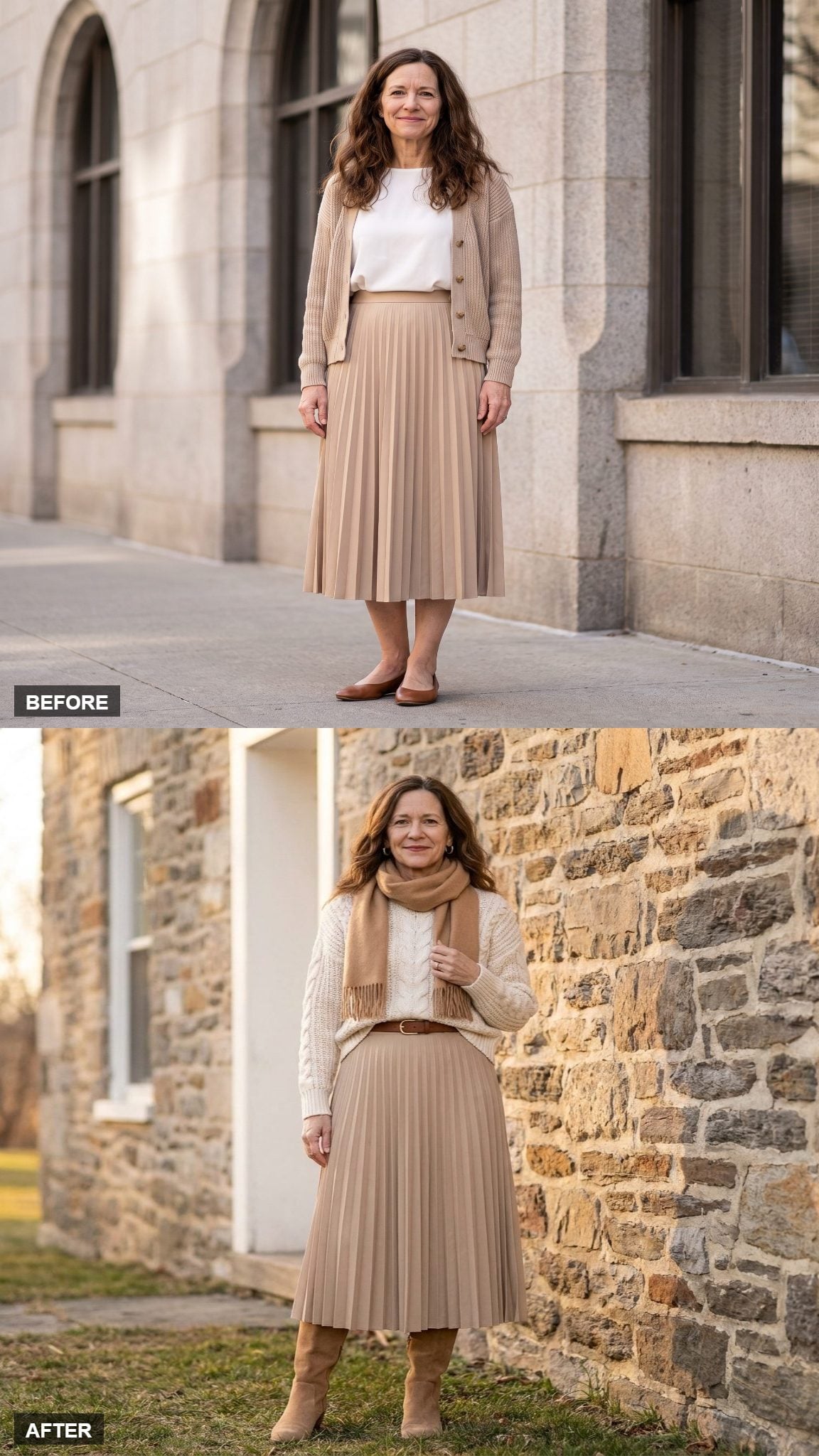 Countryside Weekend in a Tucked Ivory Cable Knit