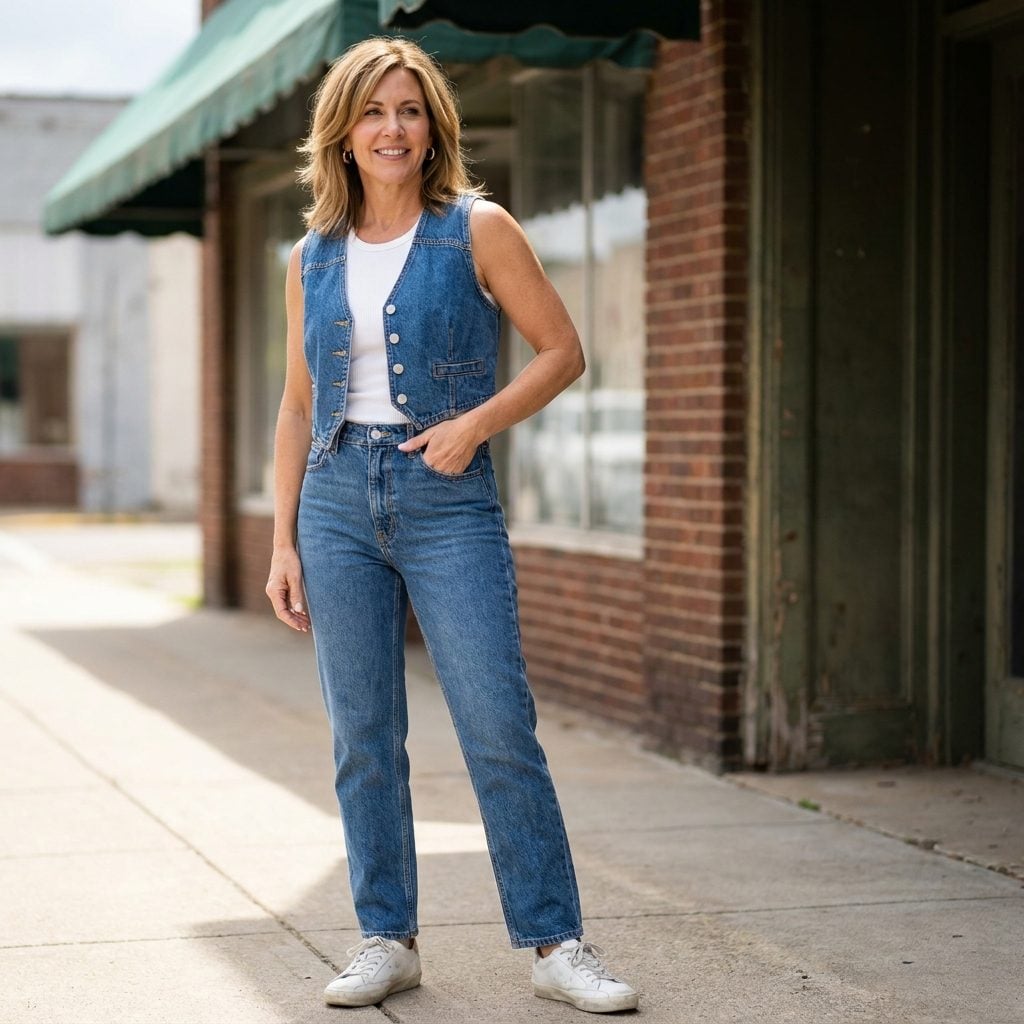 Cropped Denim Vest and Jean Combo (The Head-to-Toe Denim Set)