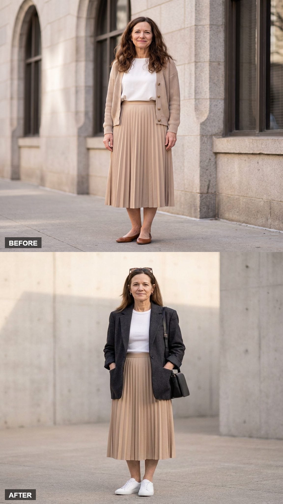 Downtown Cool in an Oversized Blazer and White Sneakers