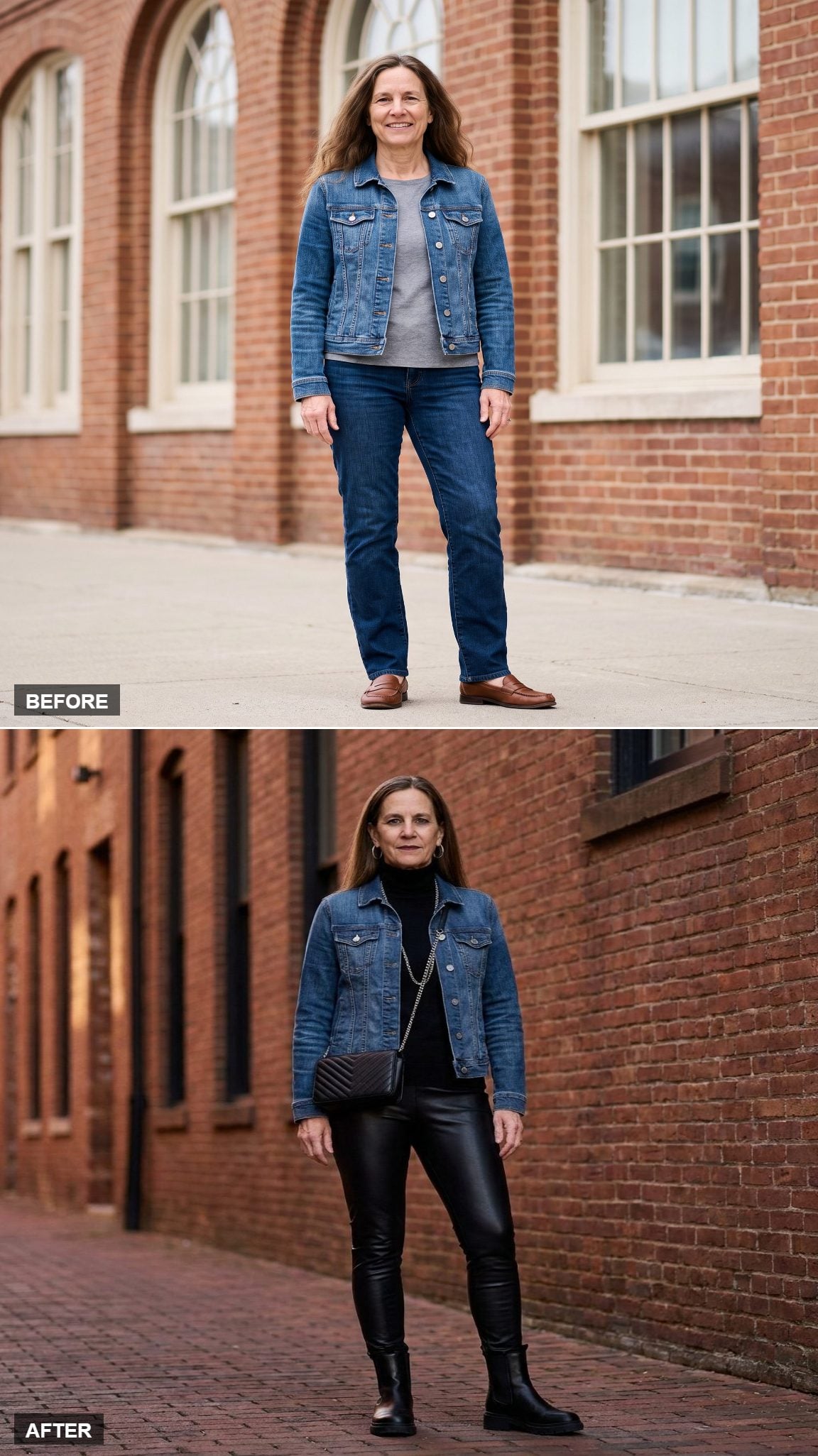 Downtown Edge in Denim, Leather, and Boots