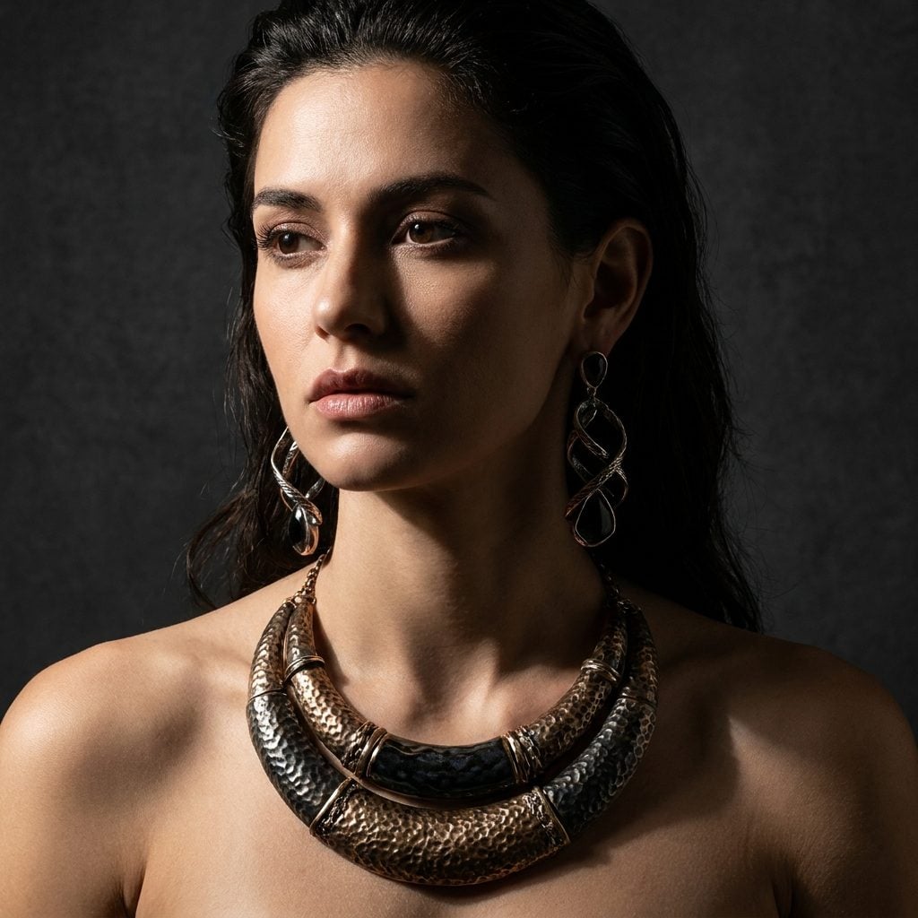 Dramatic Earrings Plus an Equally Dramatic Necklace