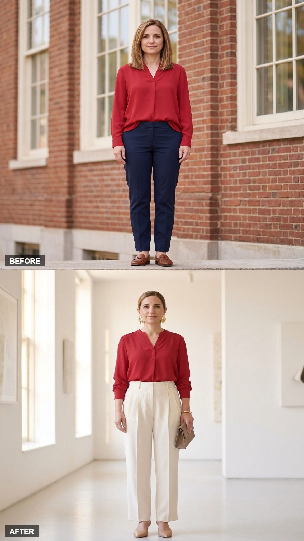 Gallery Afternoon in Wide Trousers and a Sleek Bun