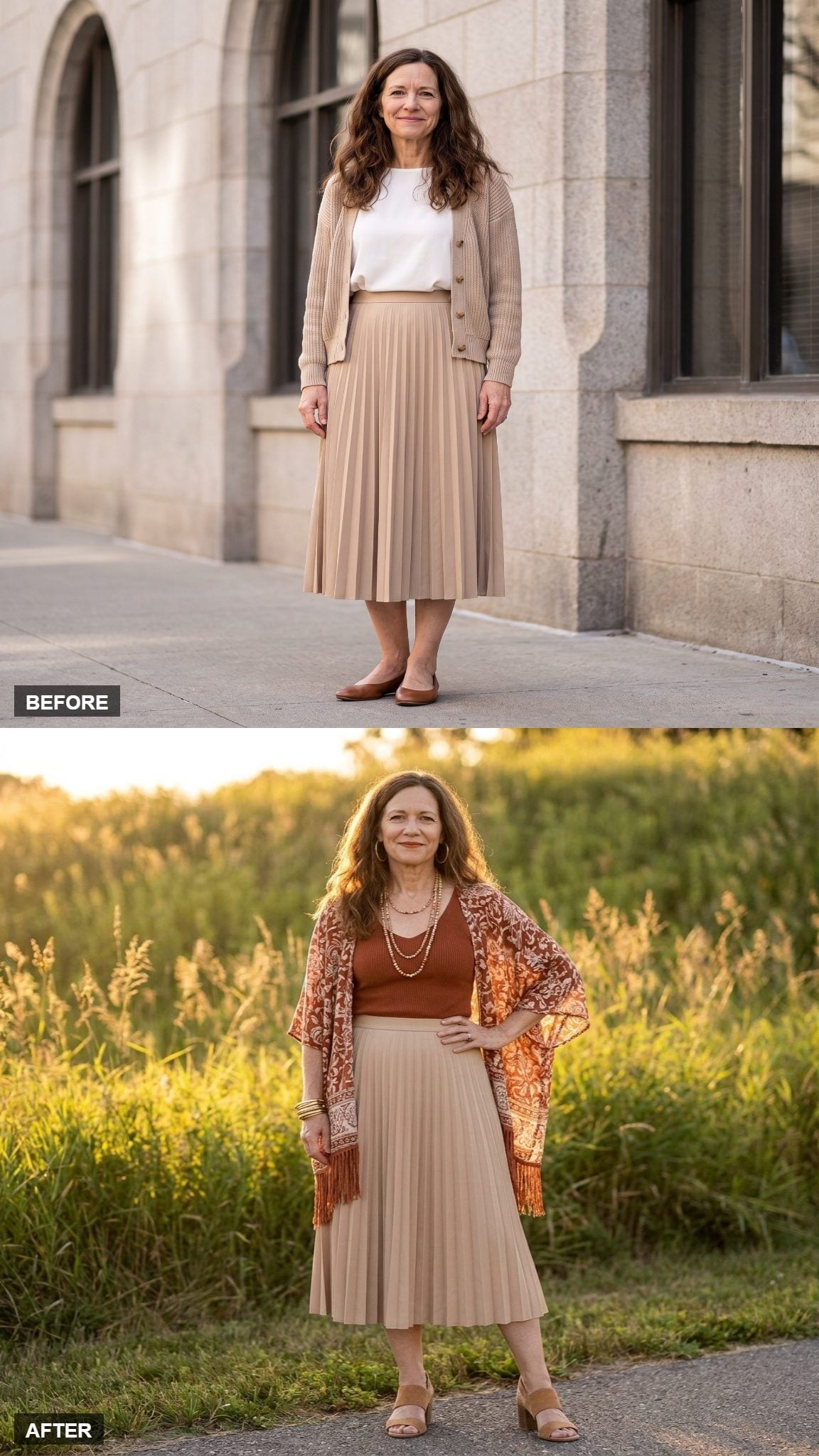 Golden Hour Bohemian in a Fringed Kimono