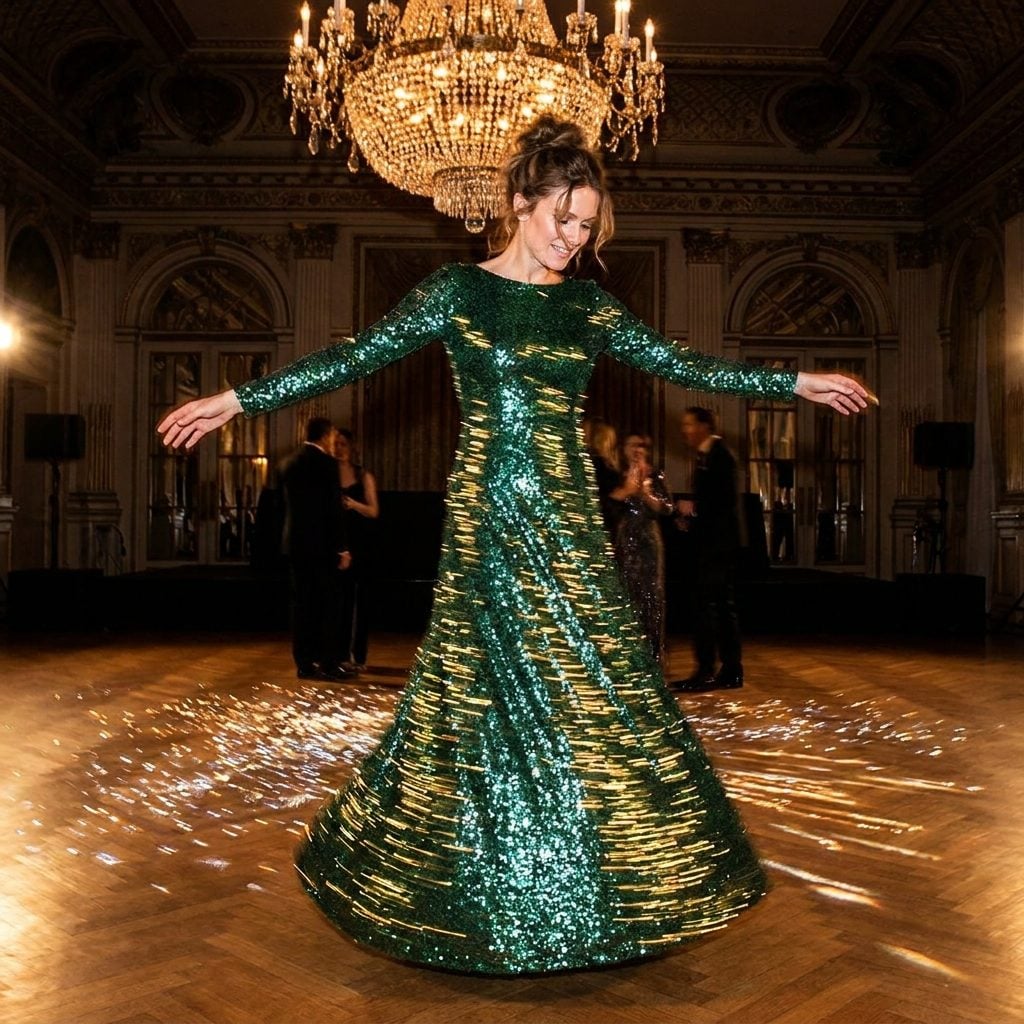 The Head-to-Toe Sequined Dress That Caught Every Light in the Ballroom