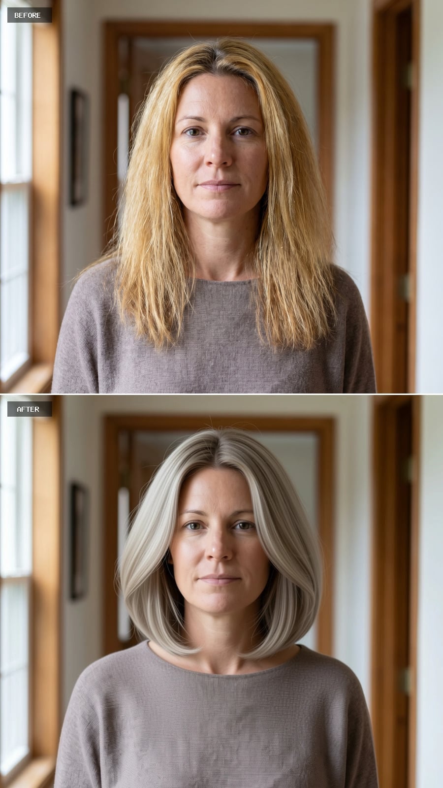 Silver-Ash Bob With a Softly Shadowed Crown