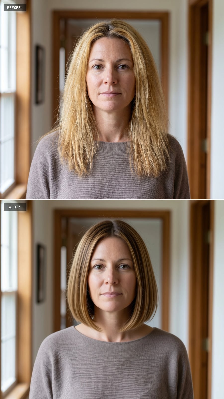 Sleek Brunette Bob With Golden Face Framing