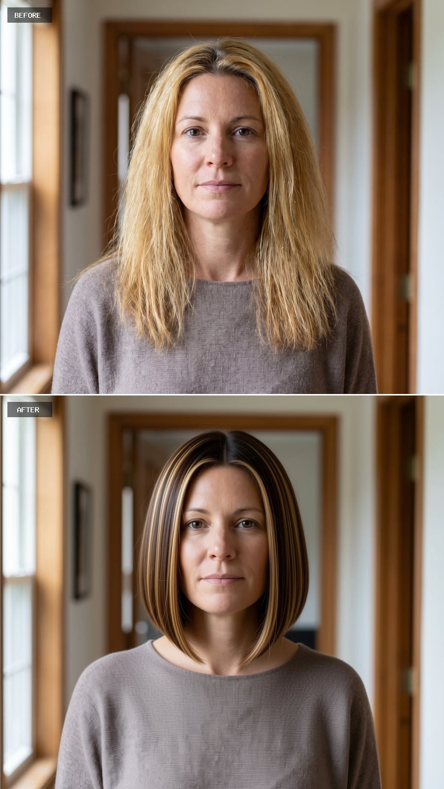 Dark Chocolate Bob With Caramel Panels