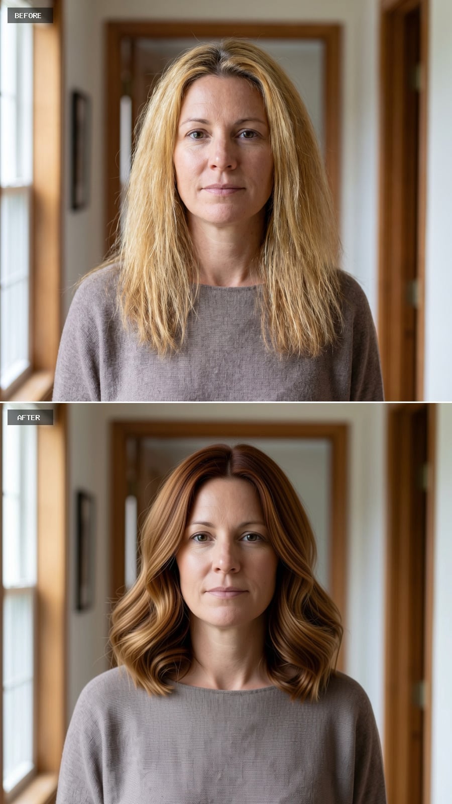 Auburn-Brown Waves With Caramel-Tipped Ends