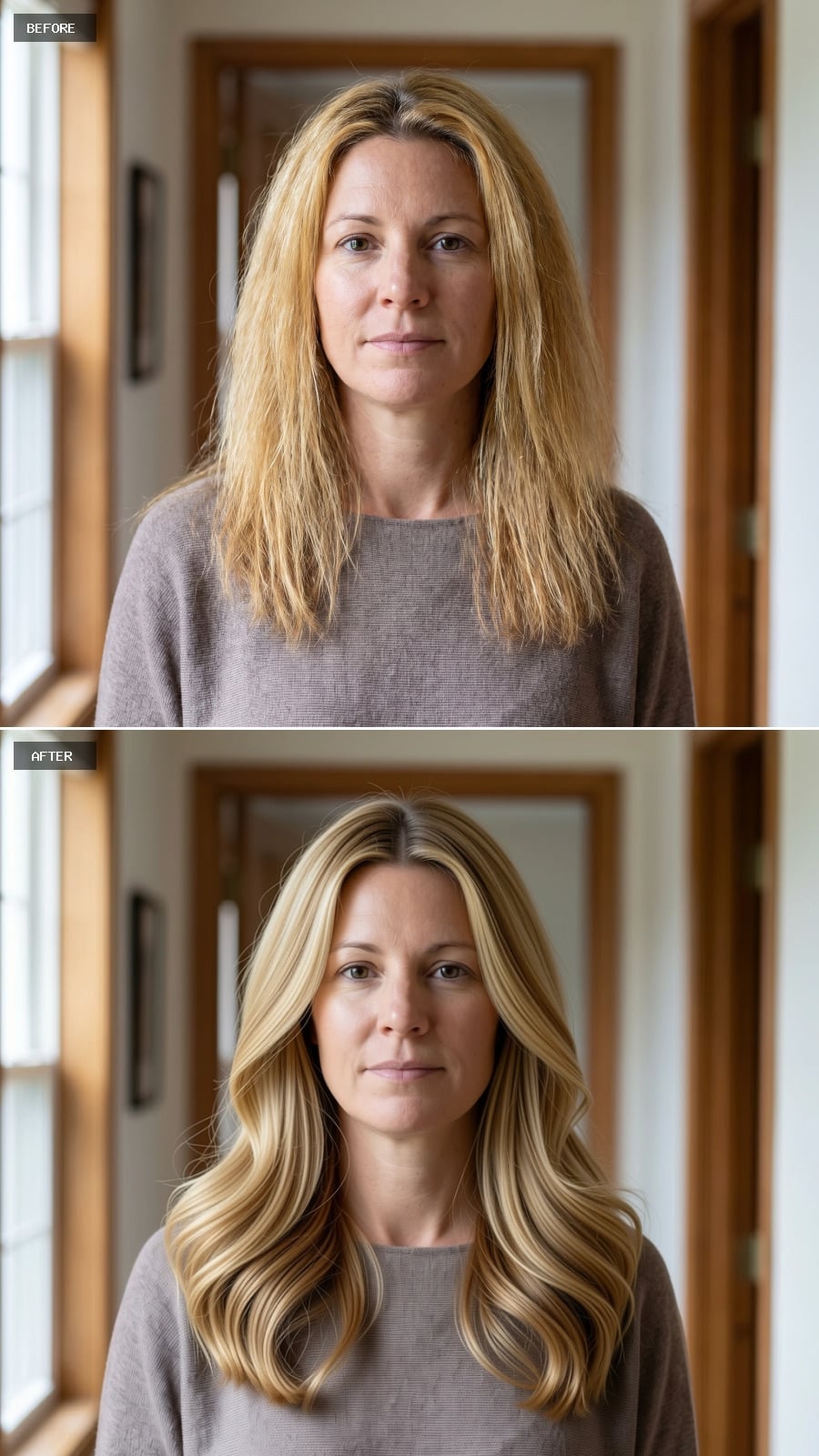 Vertical Blond Highlights With Loose Shoulder Waves