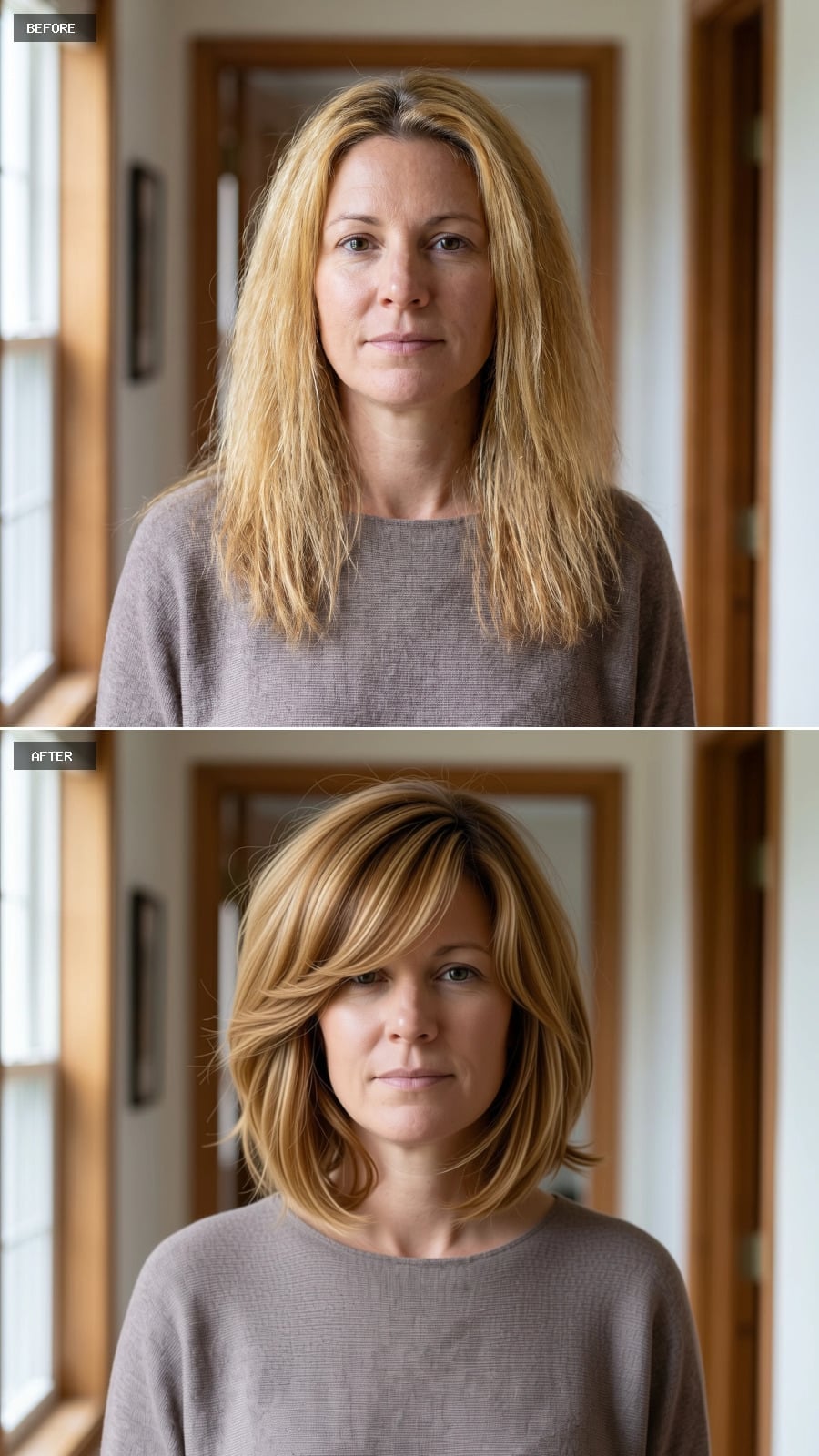 Layered Brunette Bob With Bronzed Highlights