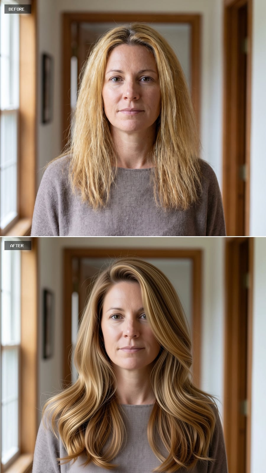 Dark Honey Roots With Blond Through the Ends