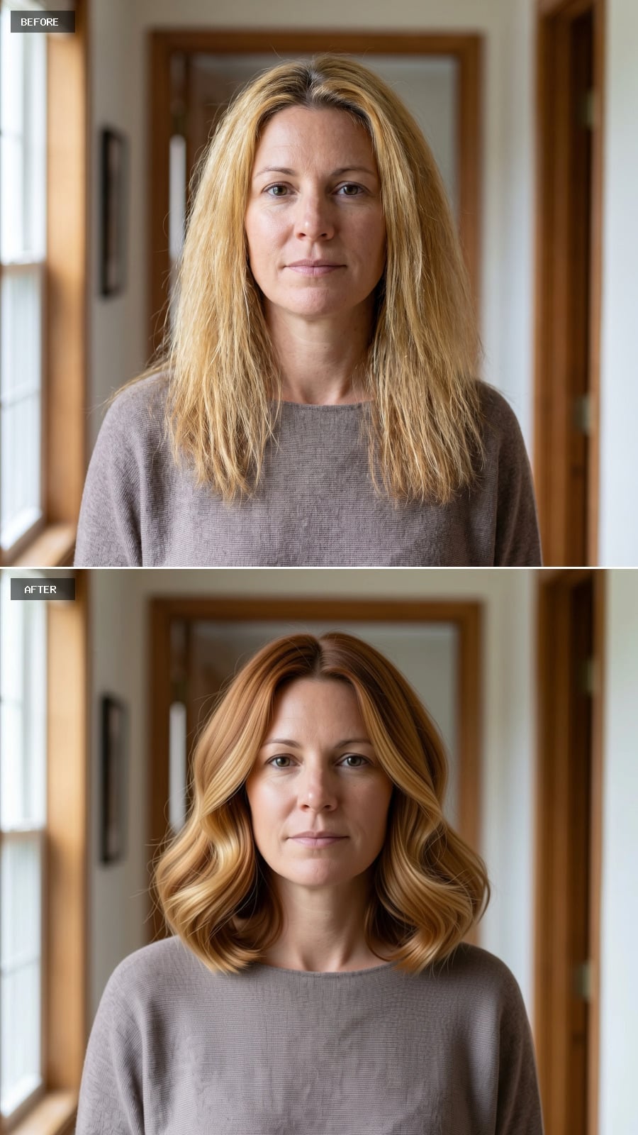 Auburn Waves With Sunlit Blond Ends