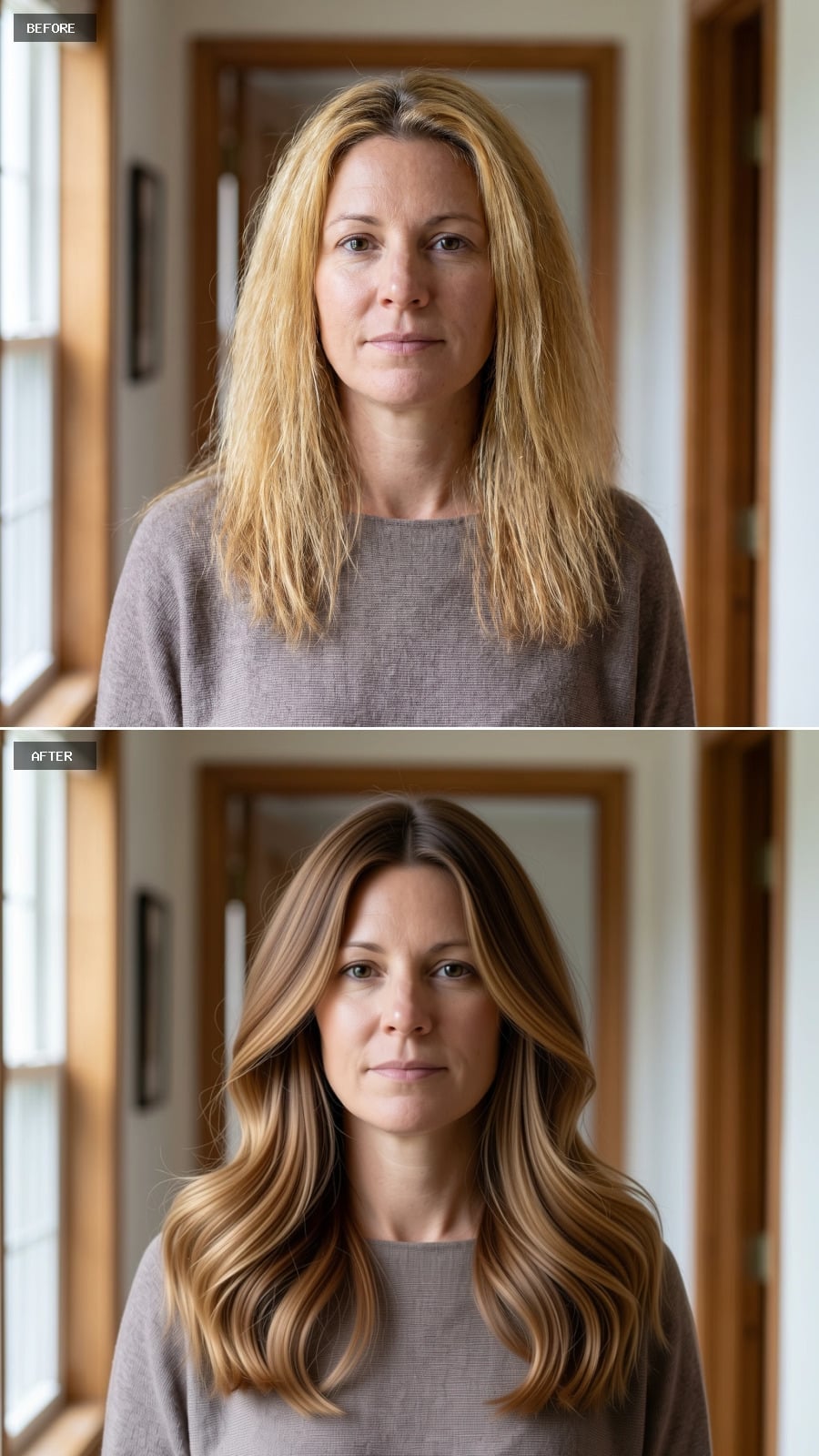 Brunette Roots With a Warm Blond Perimeter