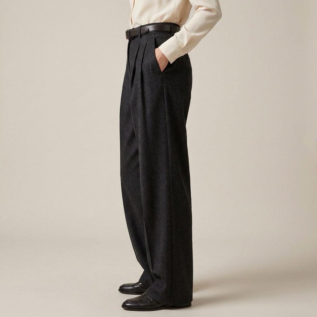 High-Waisted Pleated Wool Trousers With Room to Think