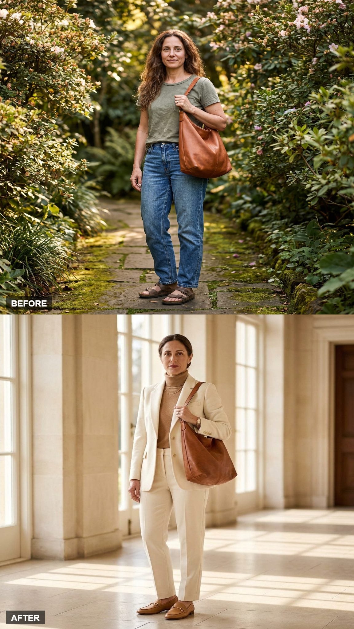 Ivory Blazer, Camel Turtleneck, and the Horsebit Finish