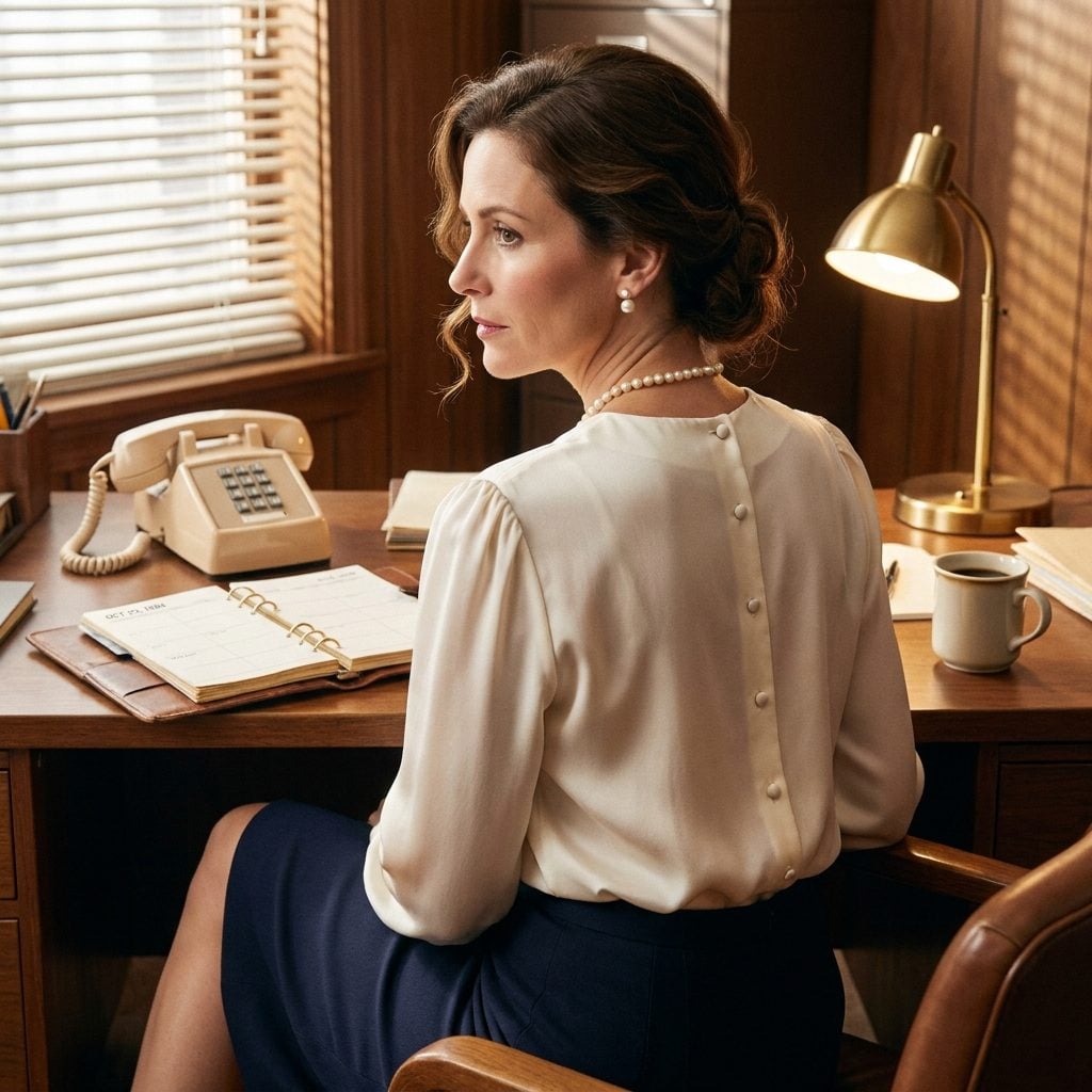 The Ivory Silk Blouse With Covered Buttons Down the Back