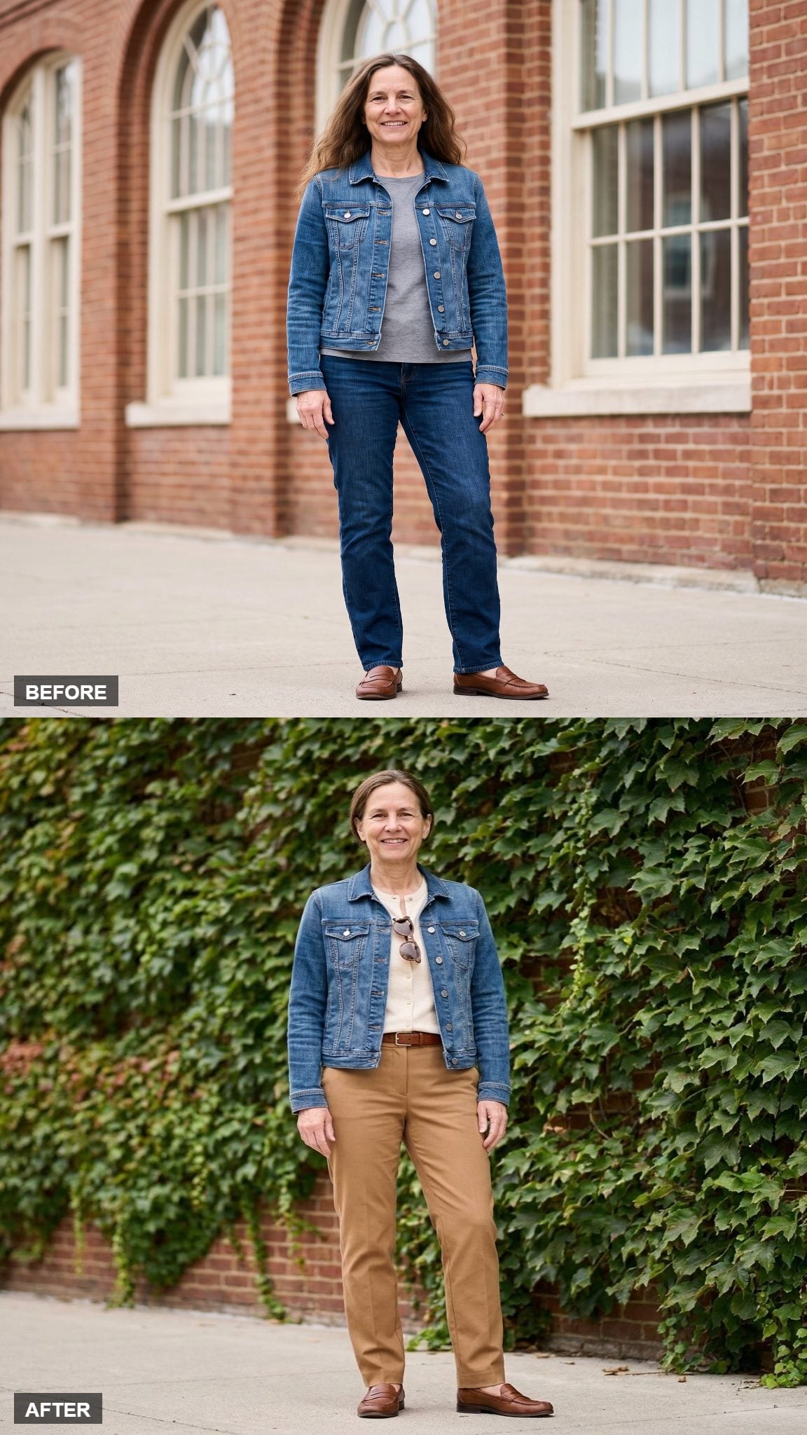 Ivy Wall Ease in a Cream Cardigan and Loafers
