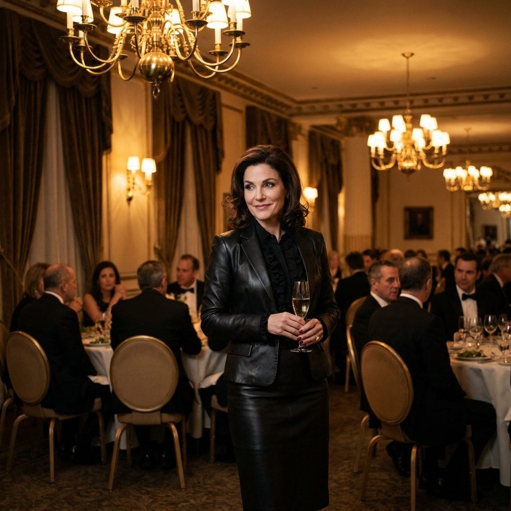 A Leather Skirt at a Professional Luncheon