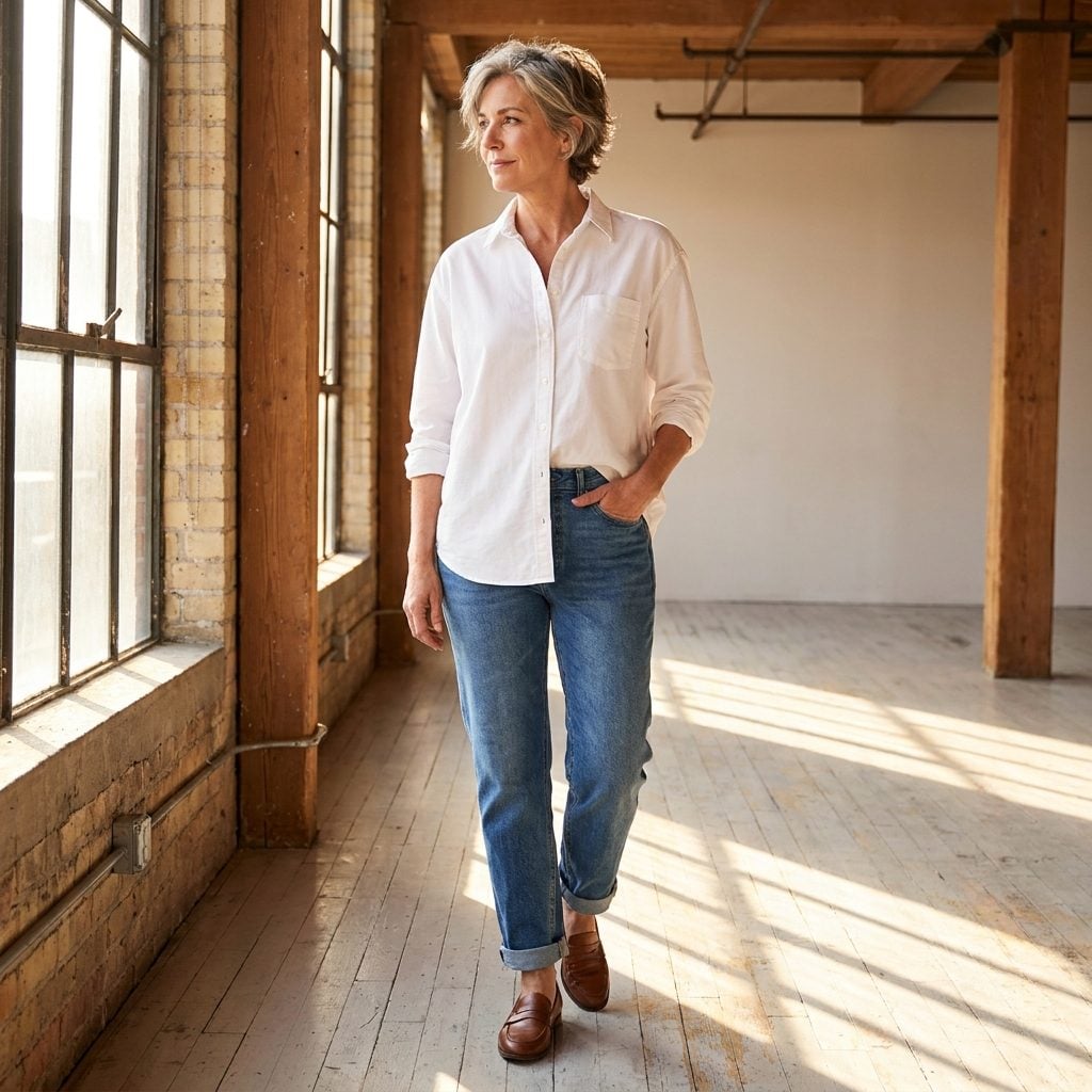 Menswear-Cut Boyfriend Jeans