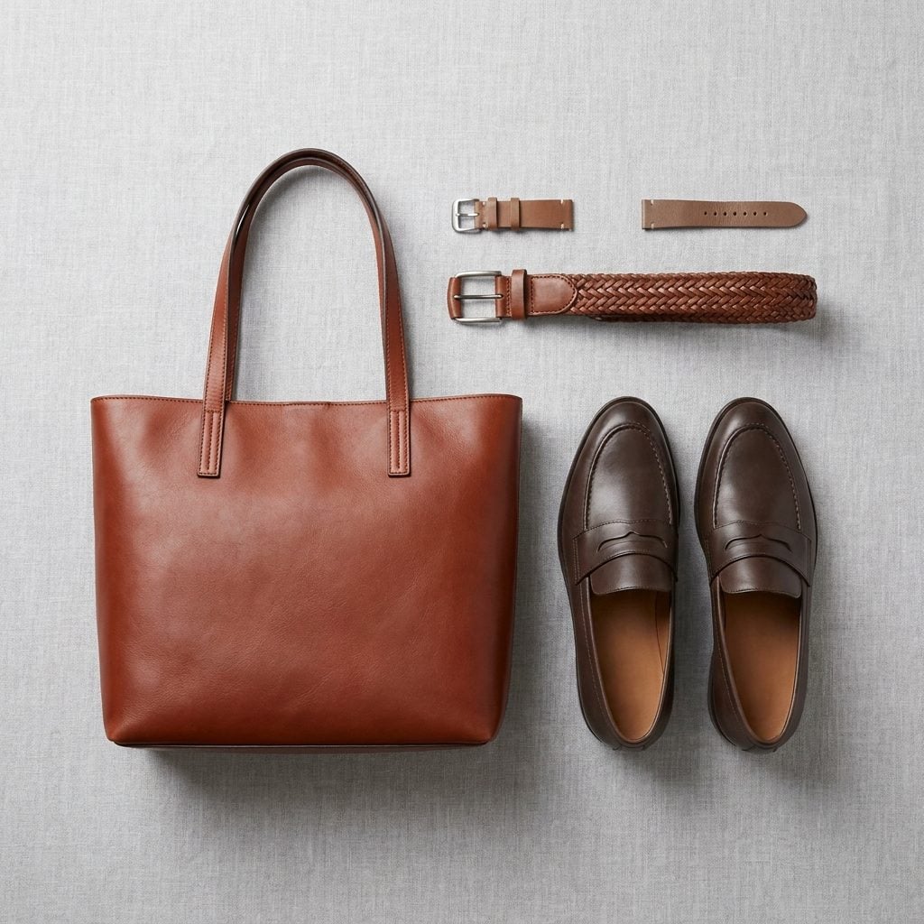 Mismatched Brown Accessories in Four Different Tones