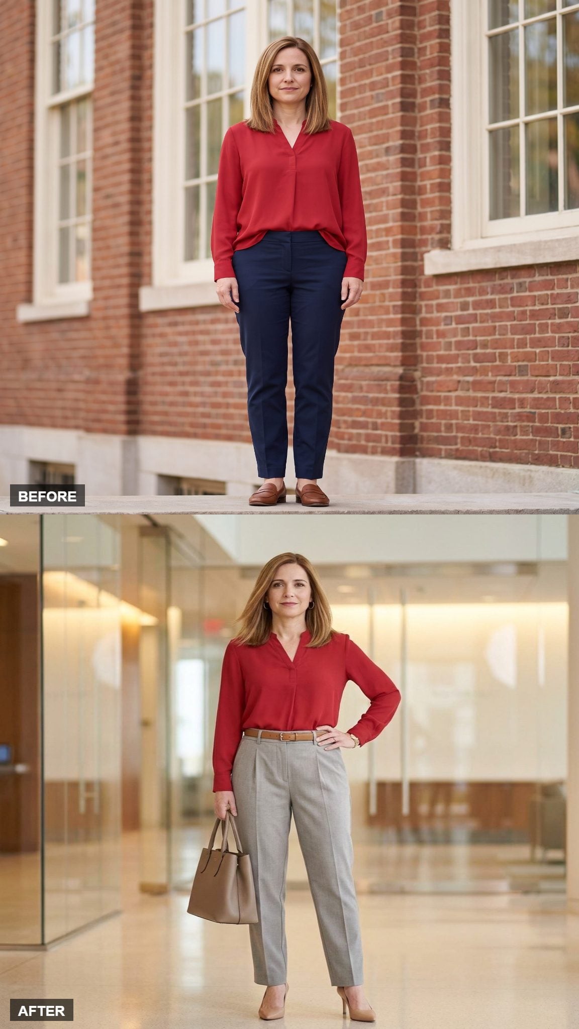 Modern Workwear with Pleated Trousers and a Belt